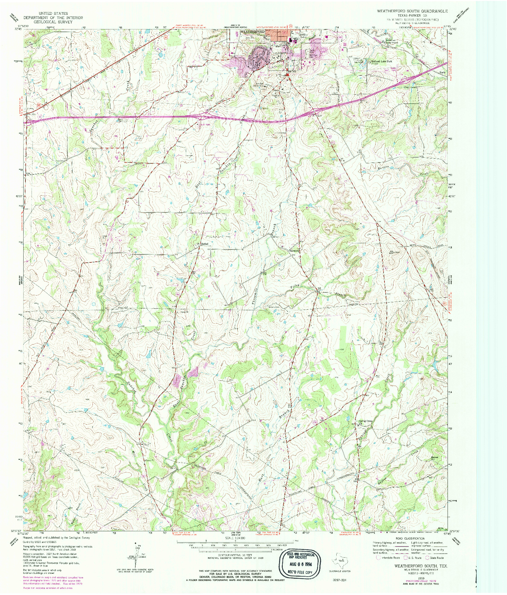 USGS 1:24000-SCALE QUADRANGLE FOR WEATHERFORD SOUTH, TX 1959