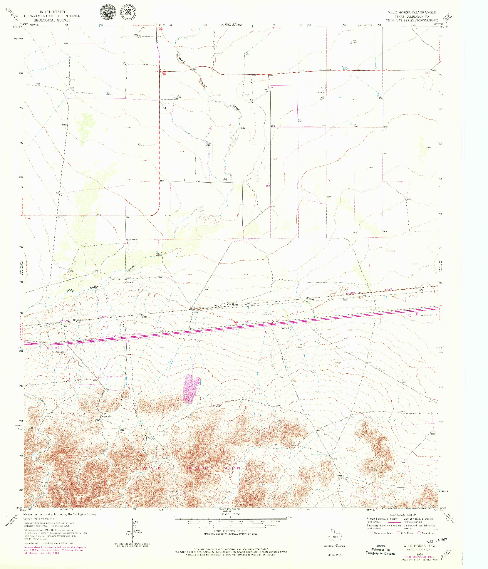 USGS 1:24000-SCALE QUADRANGLE FOR WILD HORSE, TX 1964