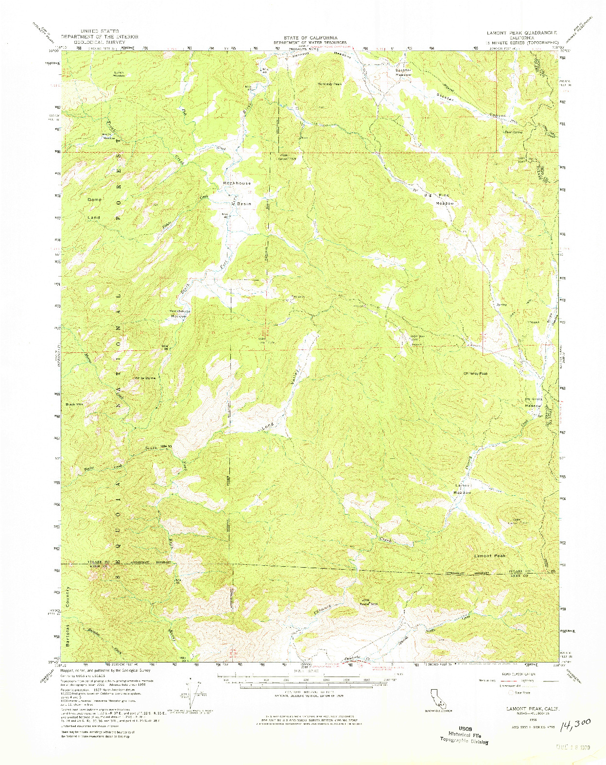 USGS 1:62500-SCALE QUADRANGLE FOR LAMONT PEAK, CA 1956