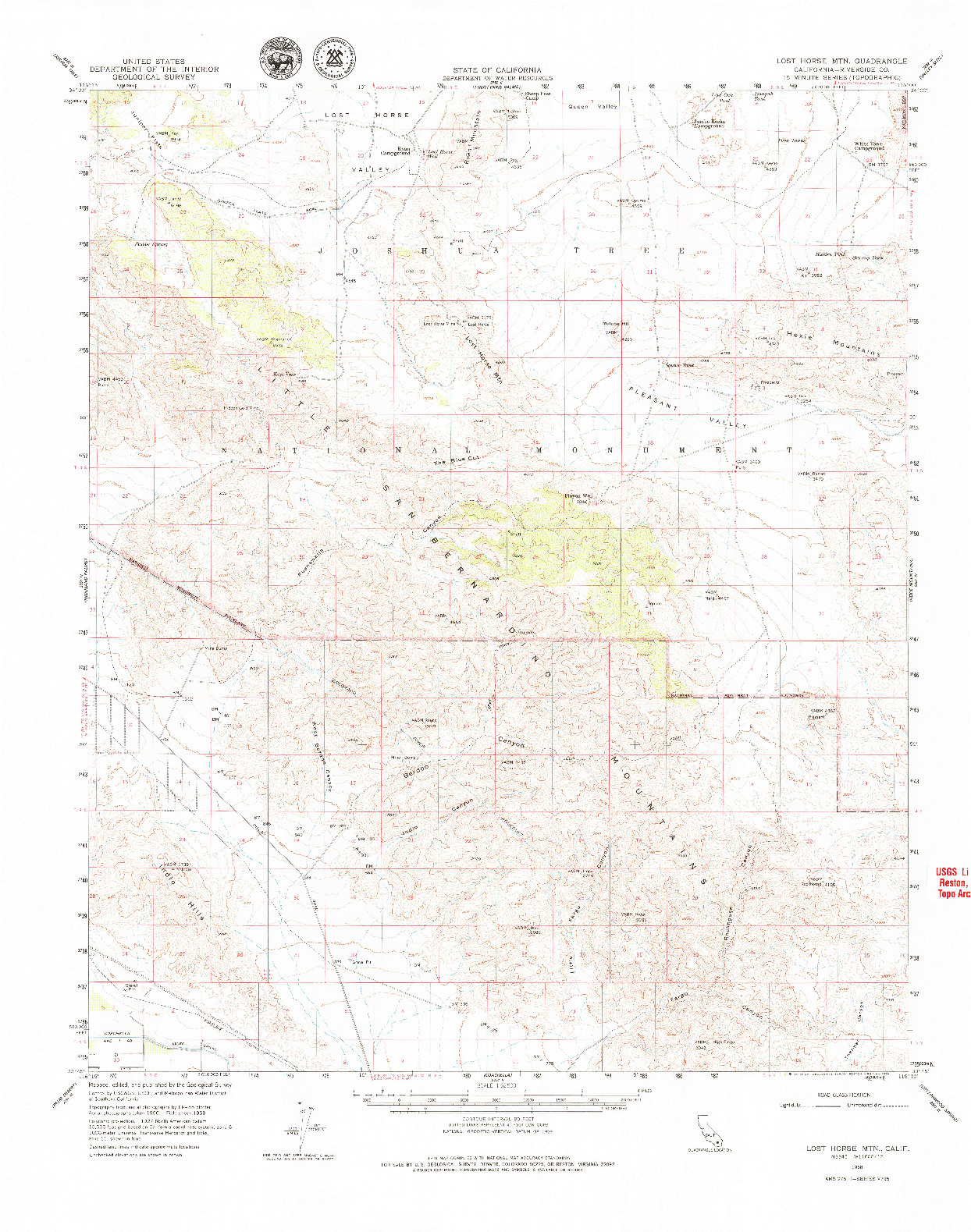 USGS 1:62500-SCALE QUADRANGLE FOR LOST HORSE MTN, CA 1958