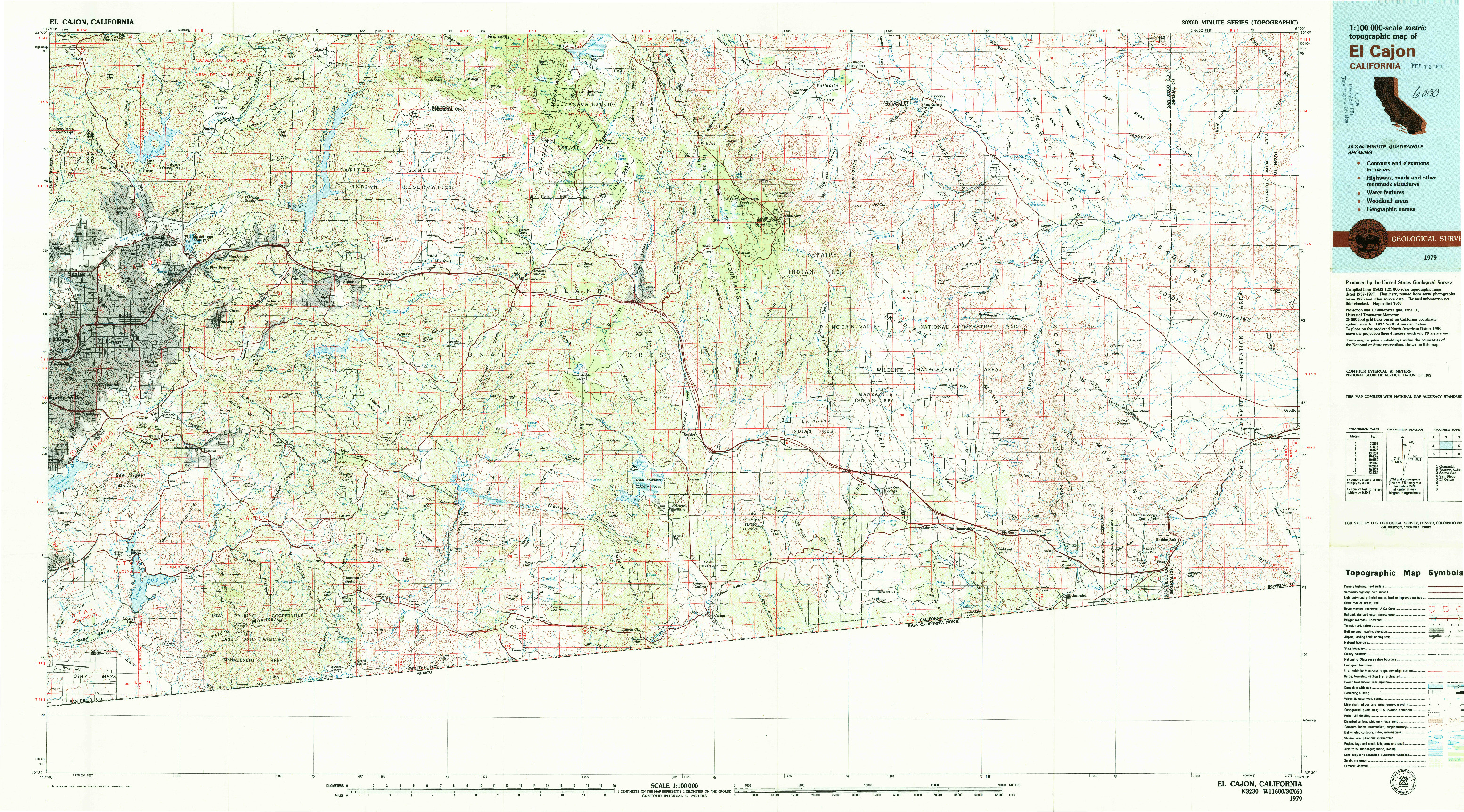 USGS 1:100000-SCALE QUADRANGLE FOR EL CAJON, CA 1979
