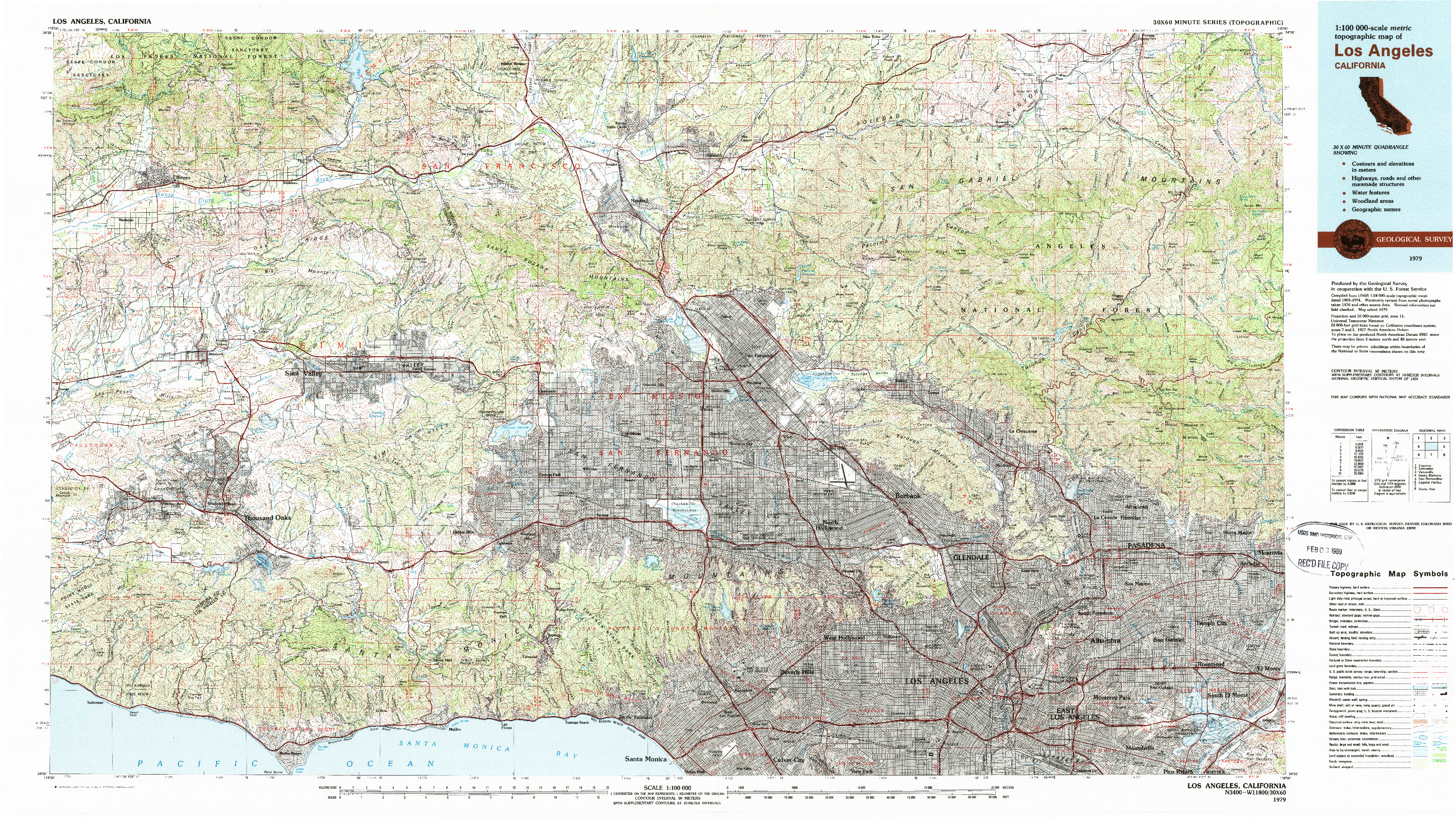 USGS 1:100000-SCALE QUADRANGLE FOR LOS ANGELES, CA 1979