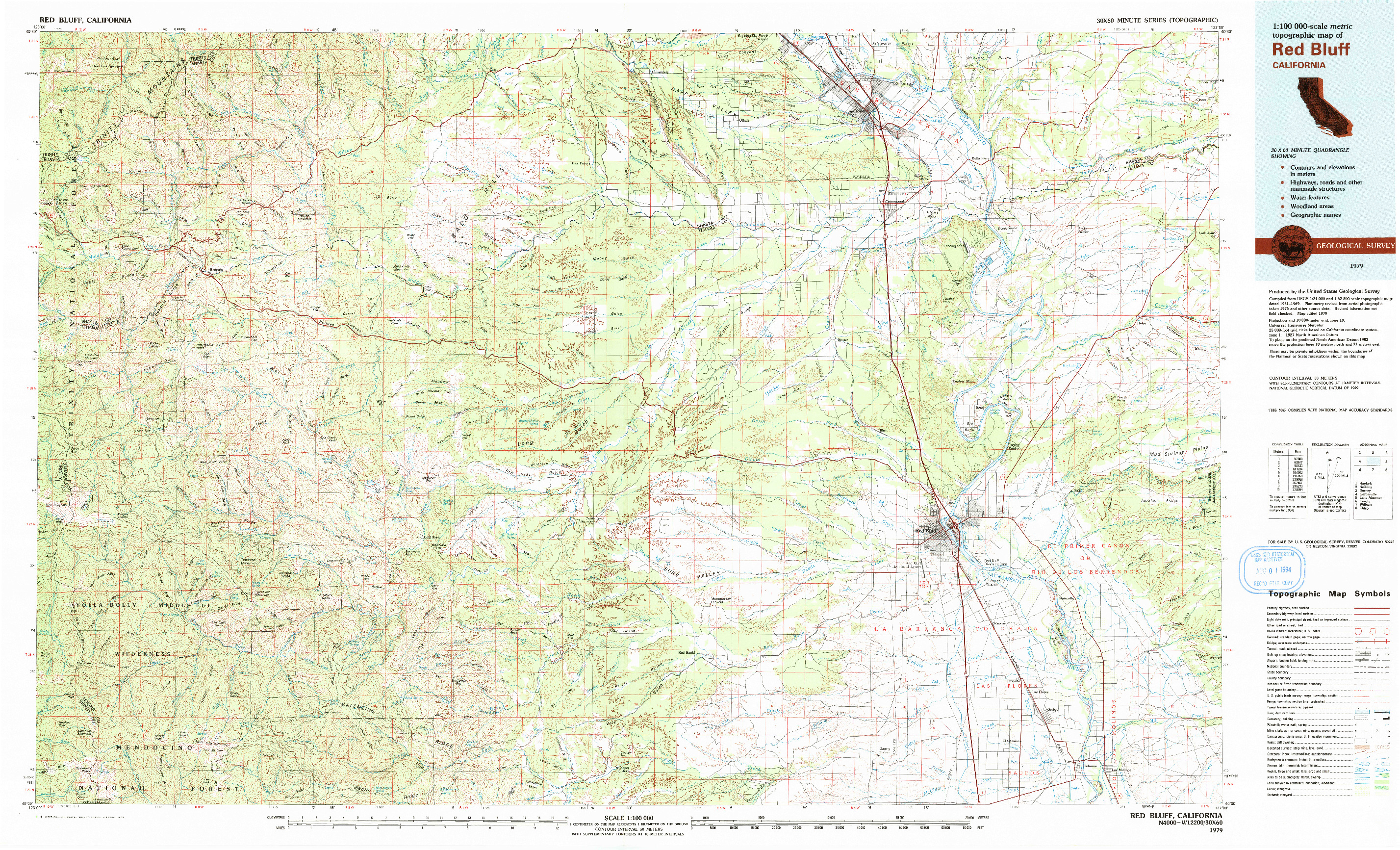 USGS 1:100000-SCALE QUADRANGLE FOR RED BLUFF, CA 1979