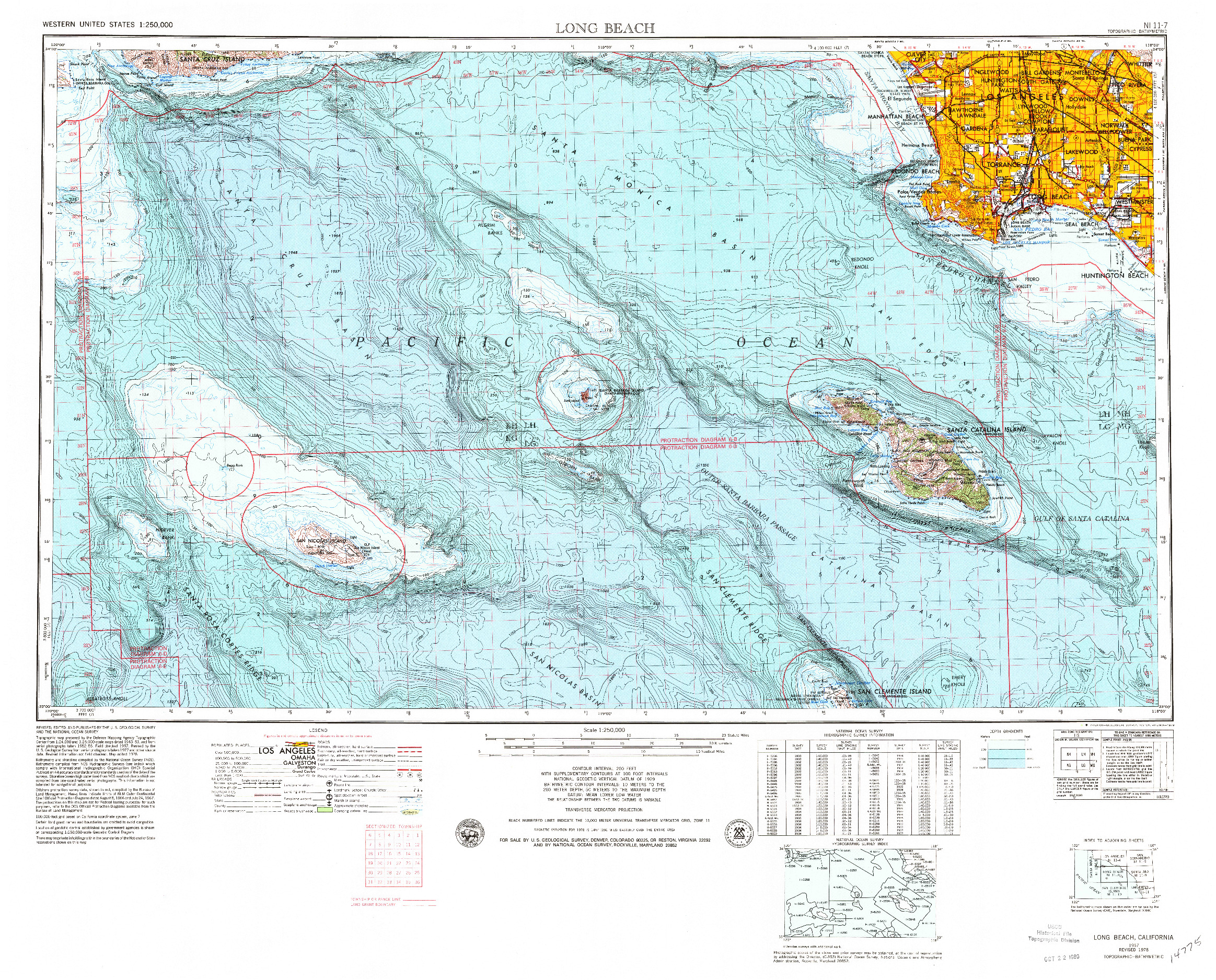 USGS 1:250000-SCALE QUADRANGLE FOR LONG BEACH, CA 1957