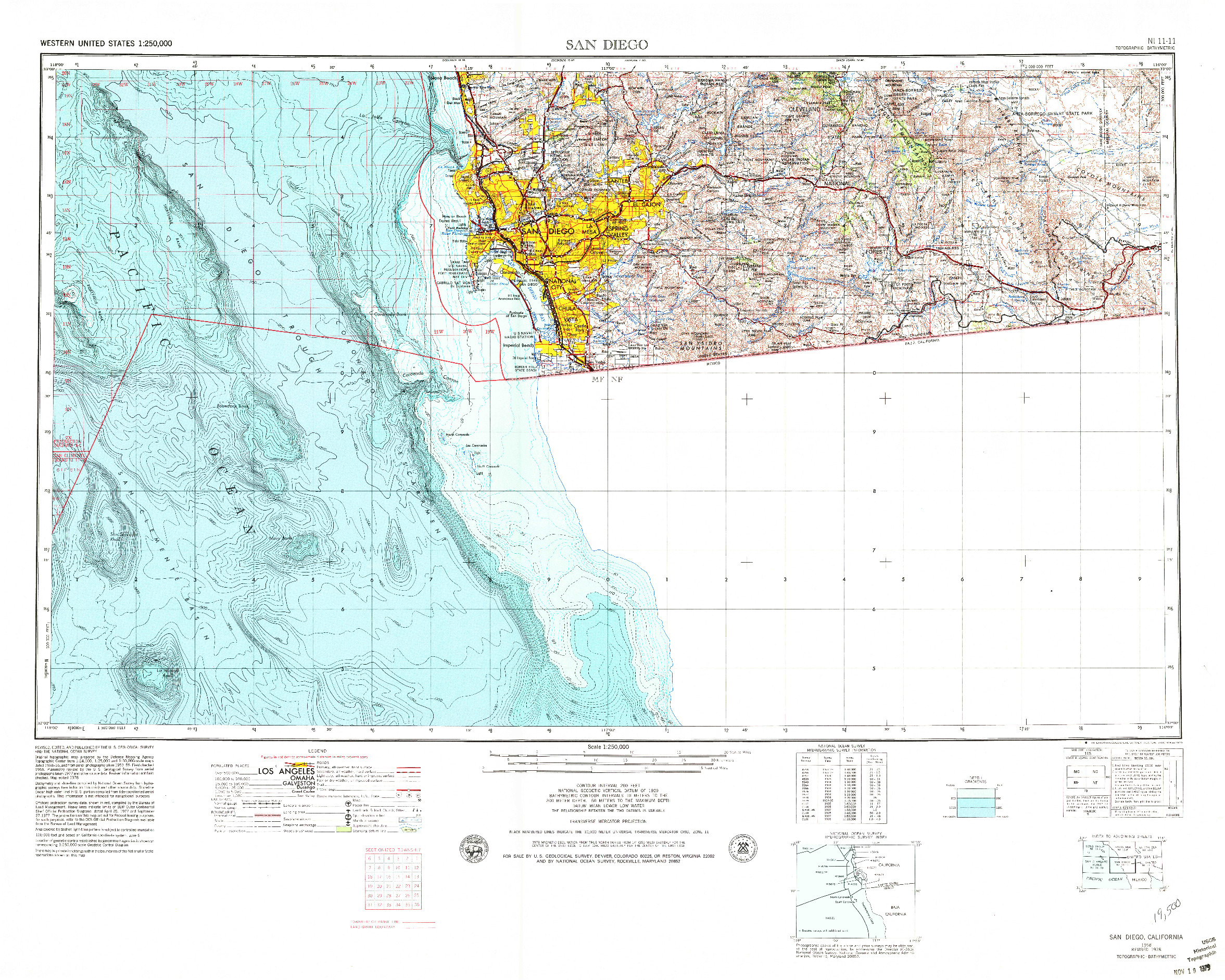 USGS 1:250000-SCALE QUADRANGLE FOR SAN DIEGO, CA 1958