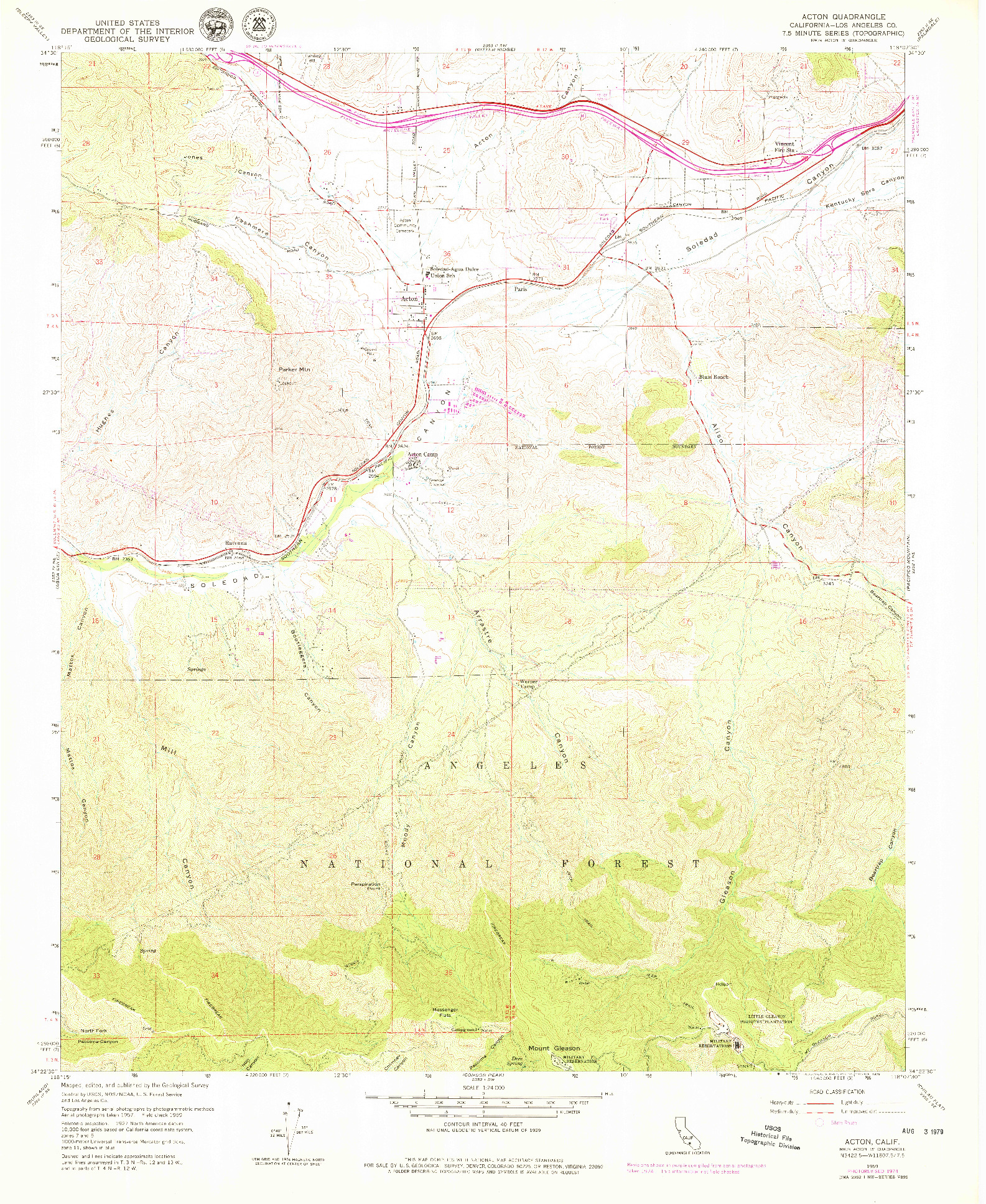 USGS 1:24000-SCALE QUADRANGLE FOR ACTON, CA 1959