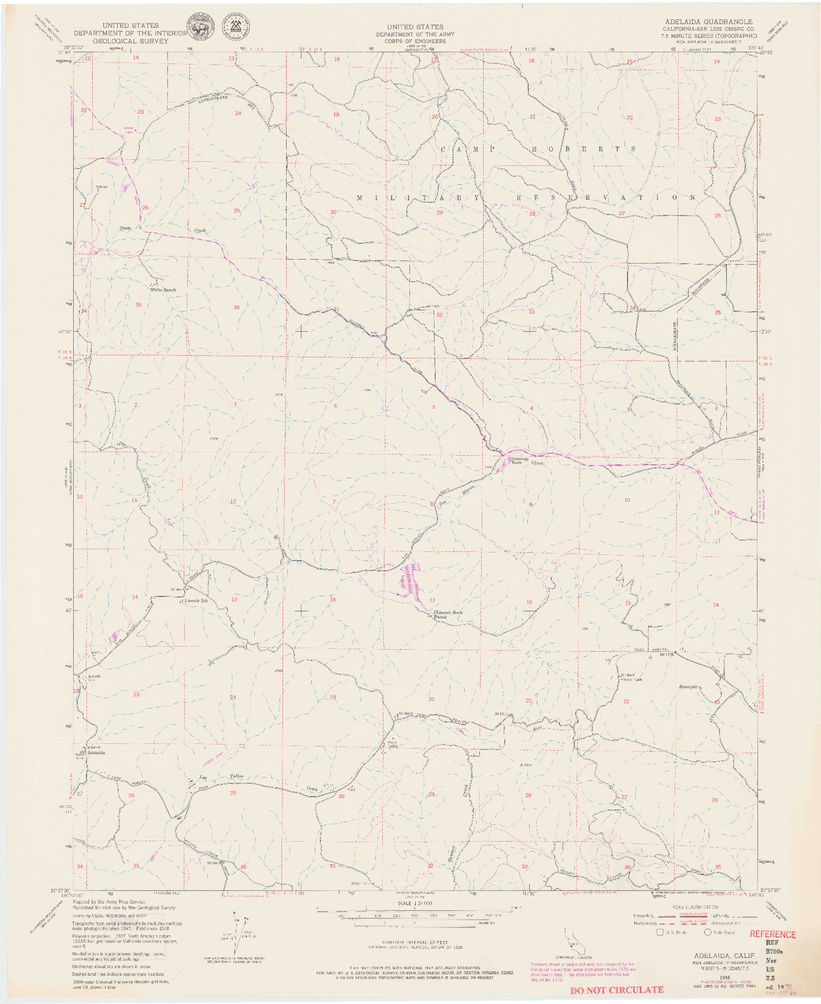 USGS 1:24000-SCALE QUADRANGLE FOR ADELAIDA, CA 1948