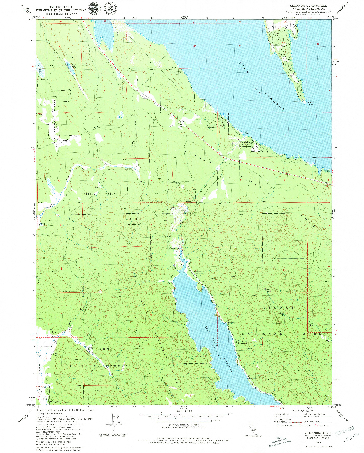 USGS 1:24000-SCALE QUADRANGLE FOR ALMANOR, CA 1979