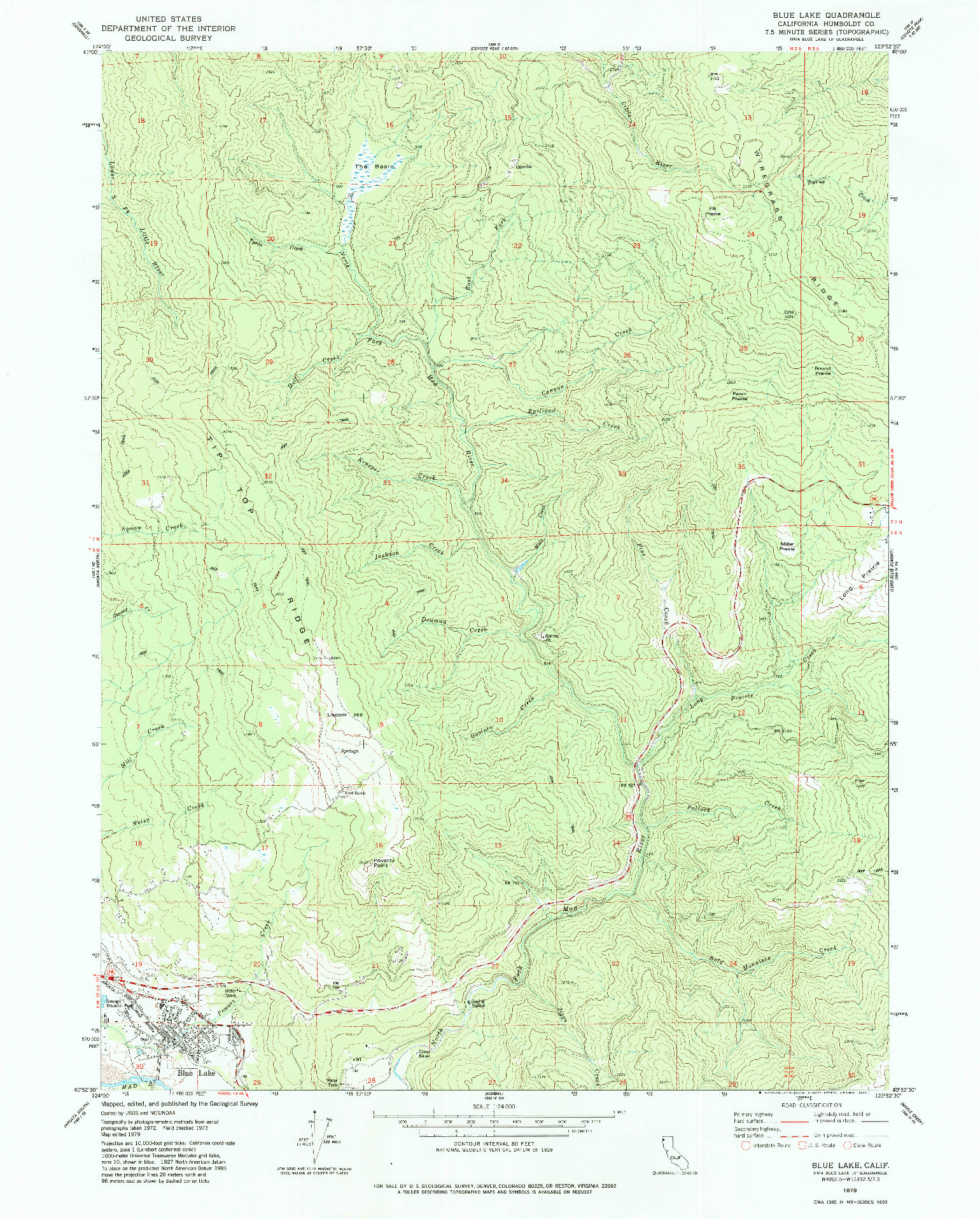 USGS 1:24000-SCALE QUADRANGLE FOR BLUE LAKE, CA 1979