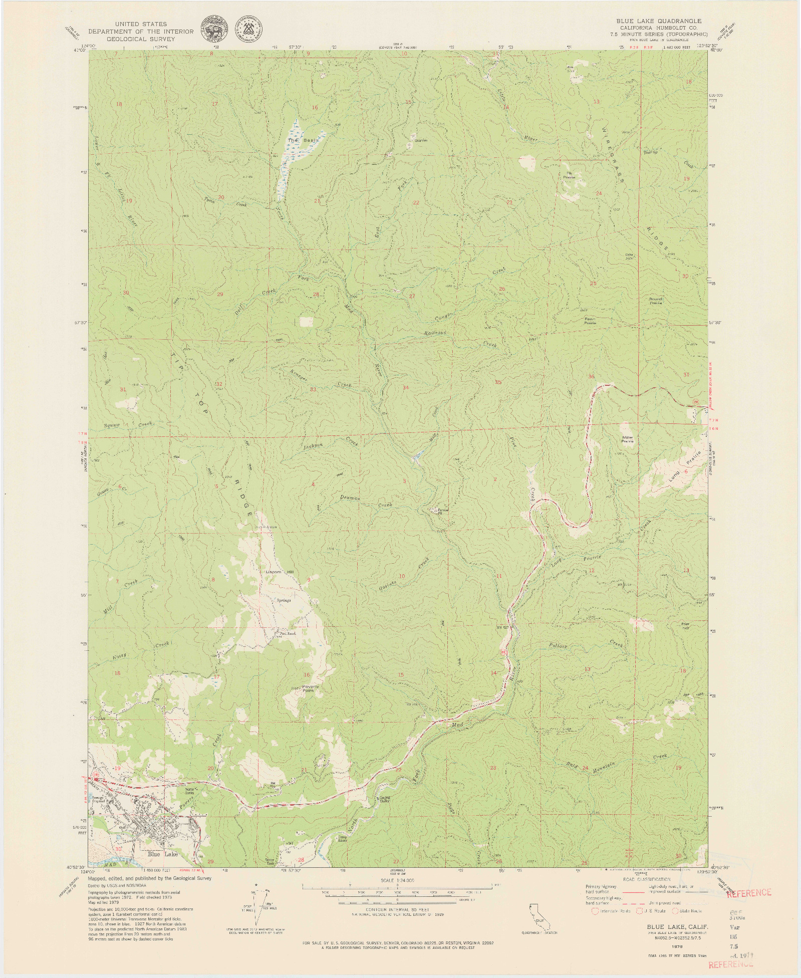 USGS 1:24000-SCALE QUADRANGLE FOR BLUE LAKE, CA 1979