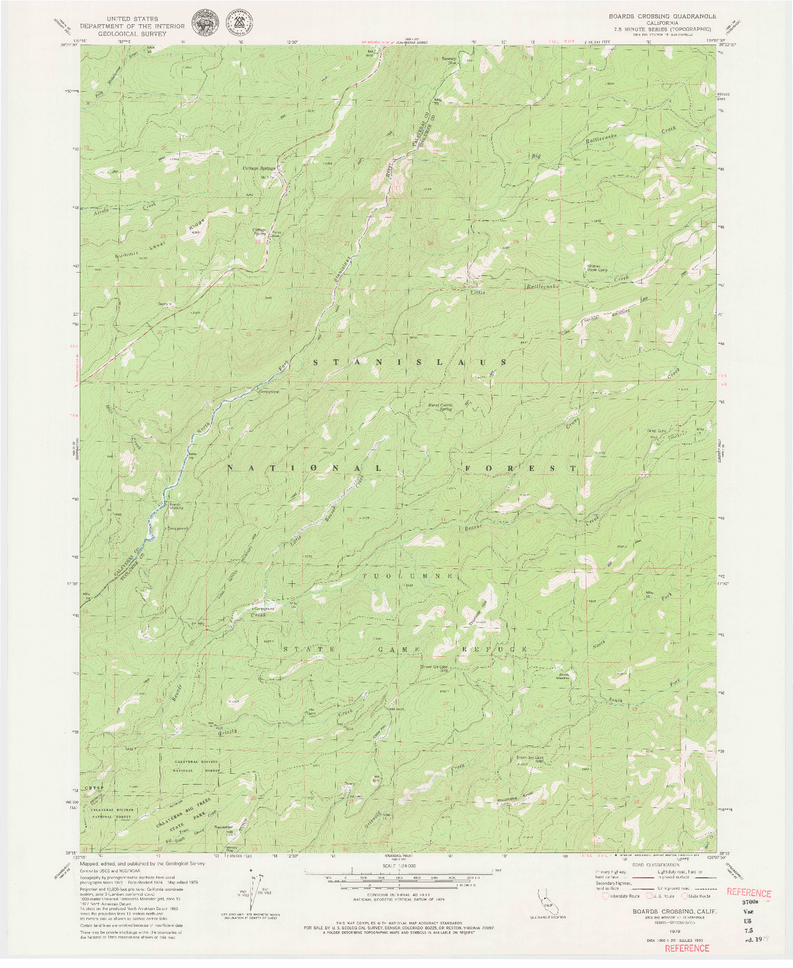 USGS 1:24000-SCALE QUADRANGLE FOR BOARDS CROSSING, CA 1979