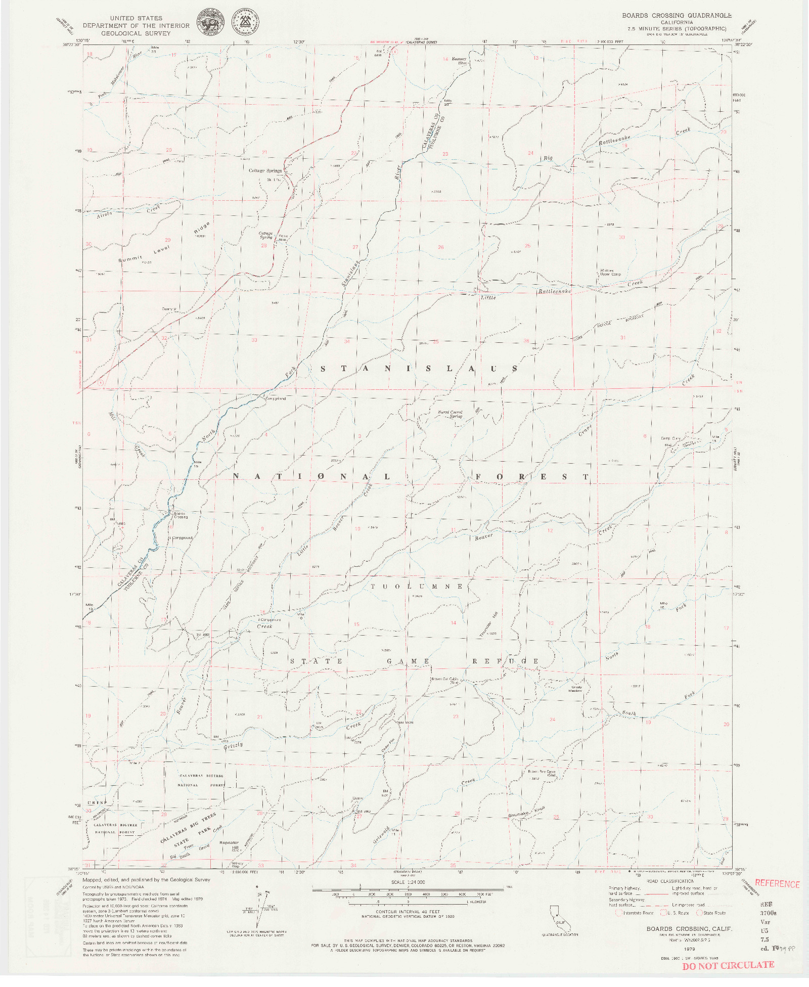 USGS 1:24000-SCALE QUADRANGLE FOR BOARDS CROSSING, CA 1979