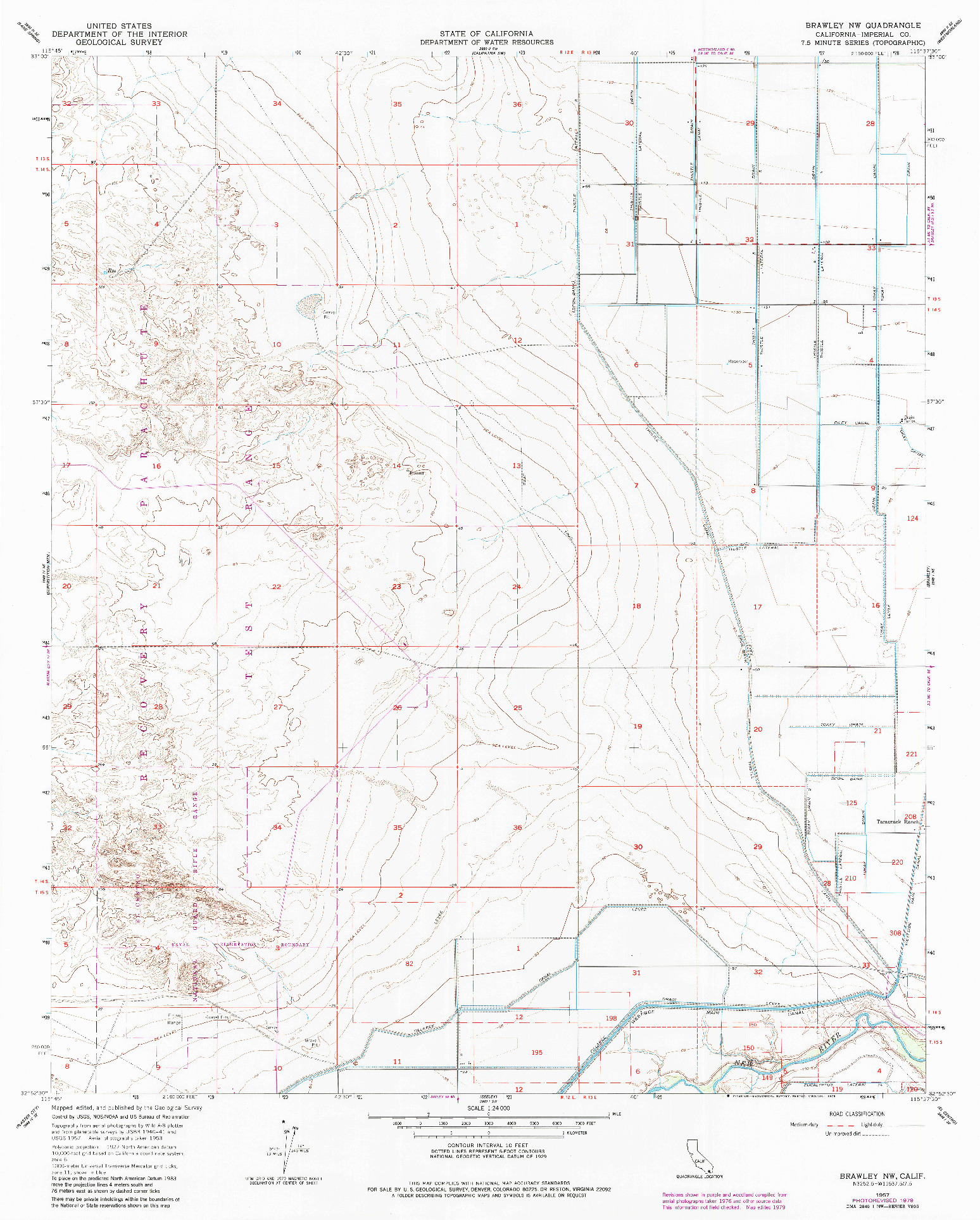 USGS 1:24000-SCALE QUADRANGLE FOR BRAWLEY NW, CA 1957