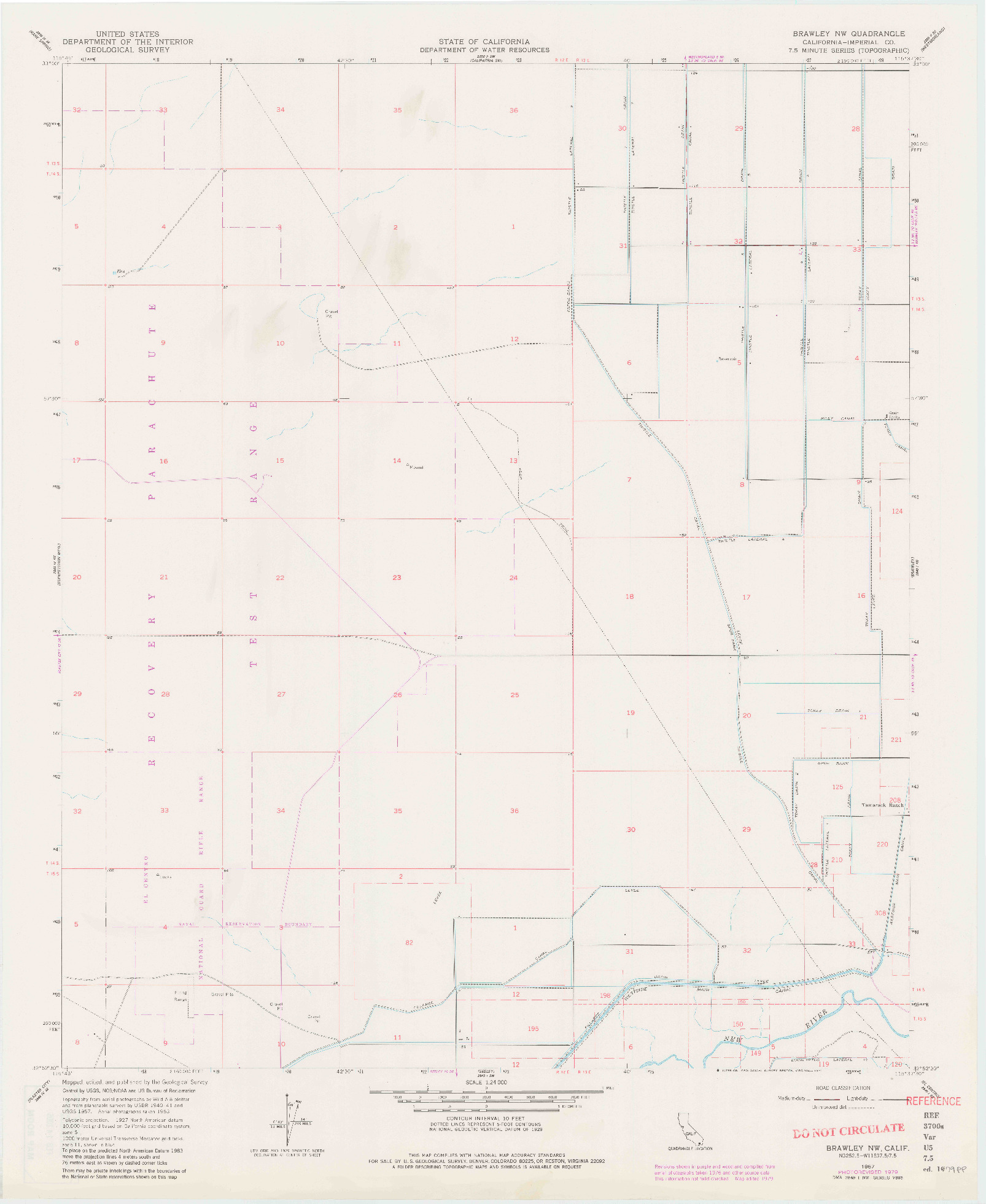 USGS 1:24000-SCALE QUADRANGLE FOR BRAWLEY NW, CA 1957