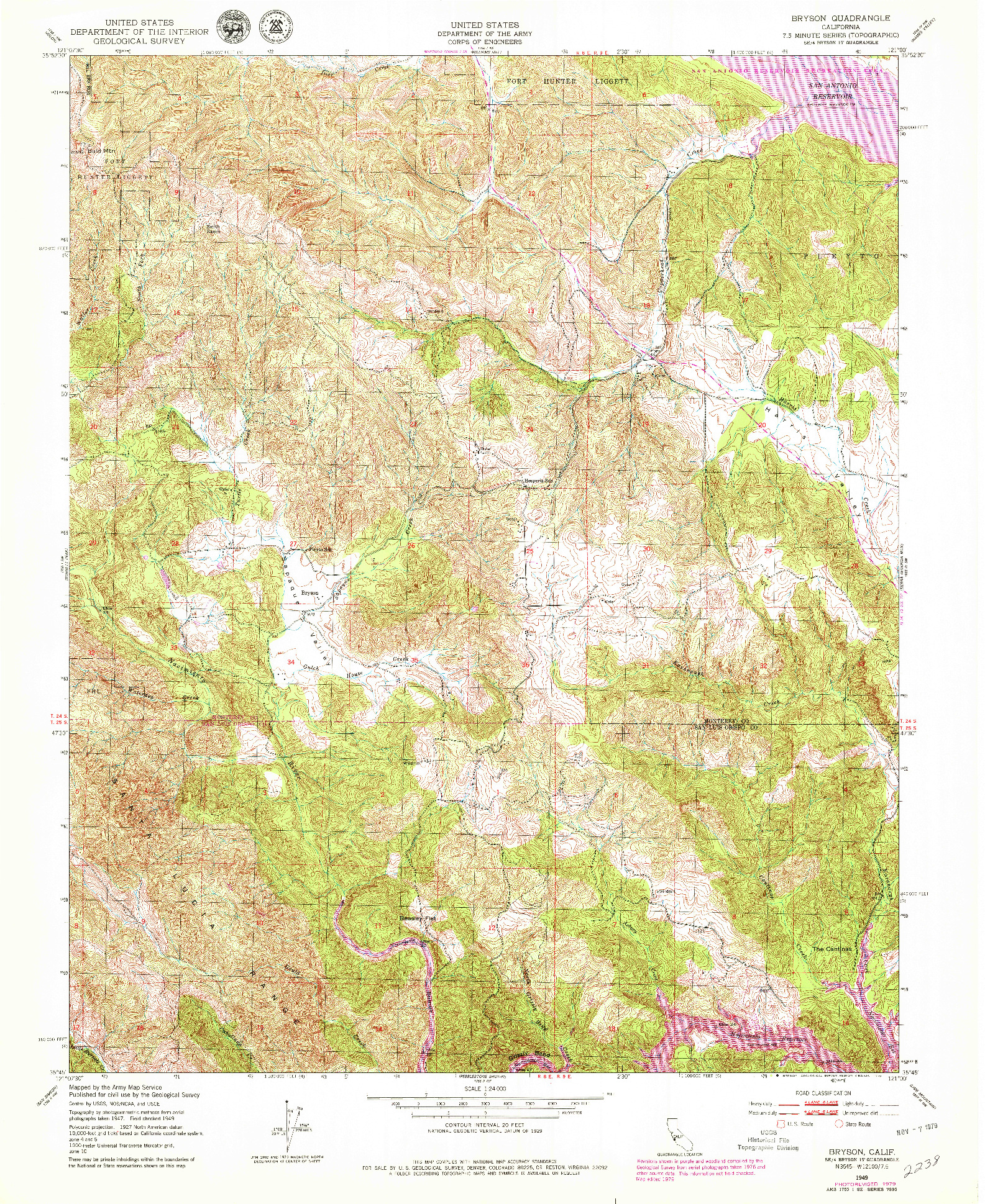 USGS 1:24000-SCALE QUADRANGLE FOR BRYSON, CA 1949