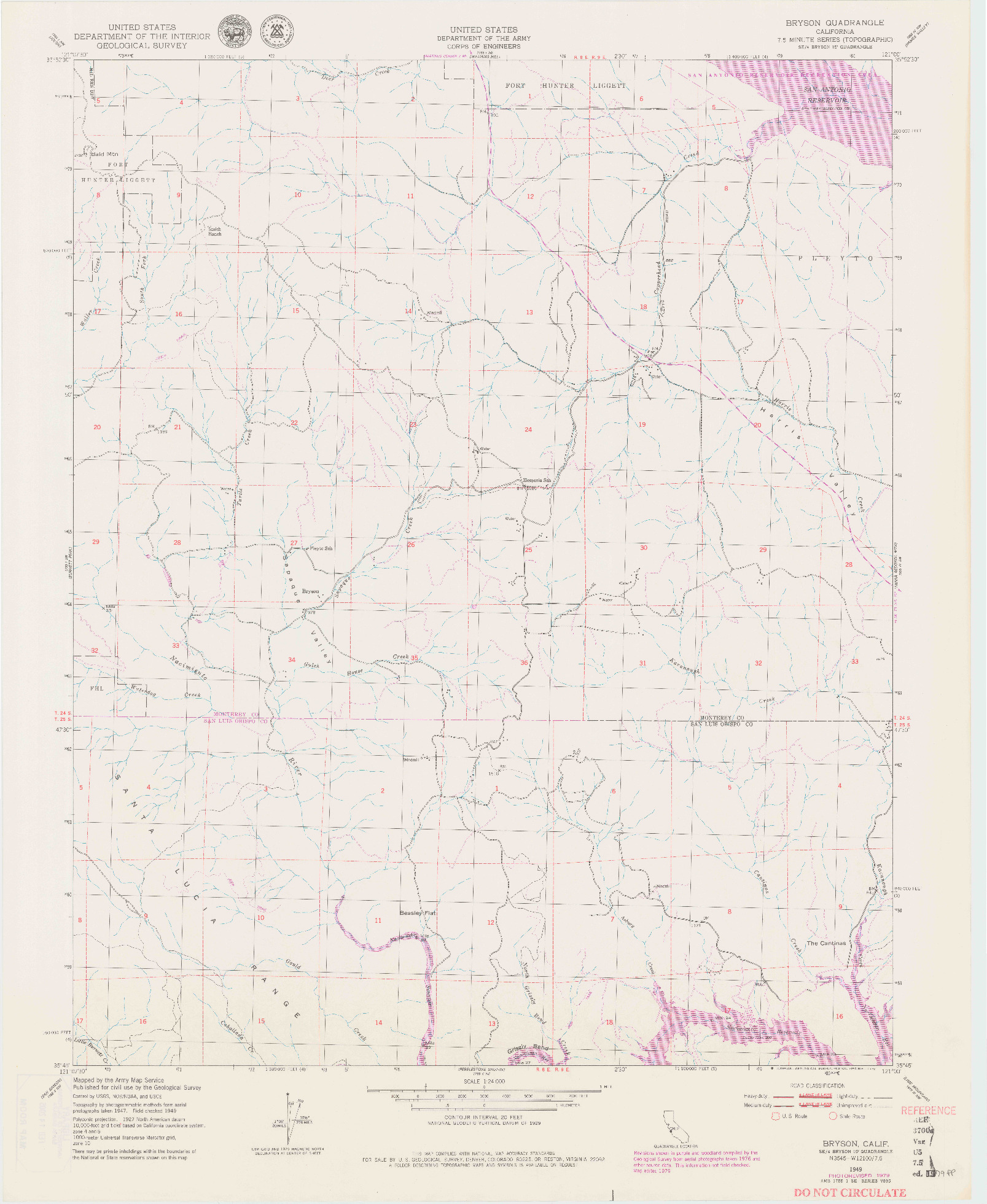 USGS 1:24000-SCALE QUADRANGLE FOR BRYSON, CA 1949