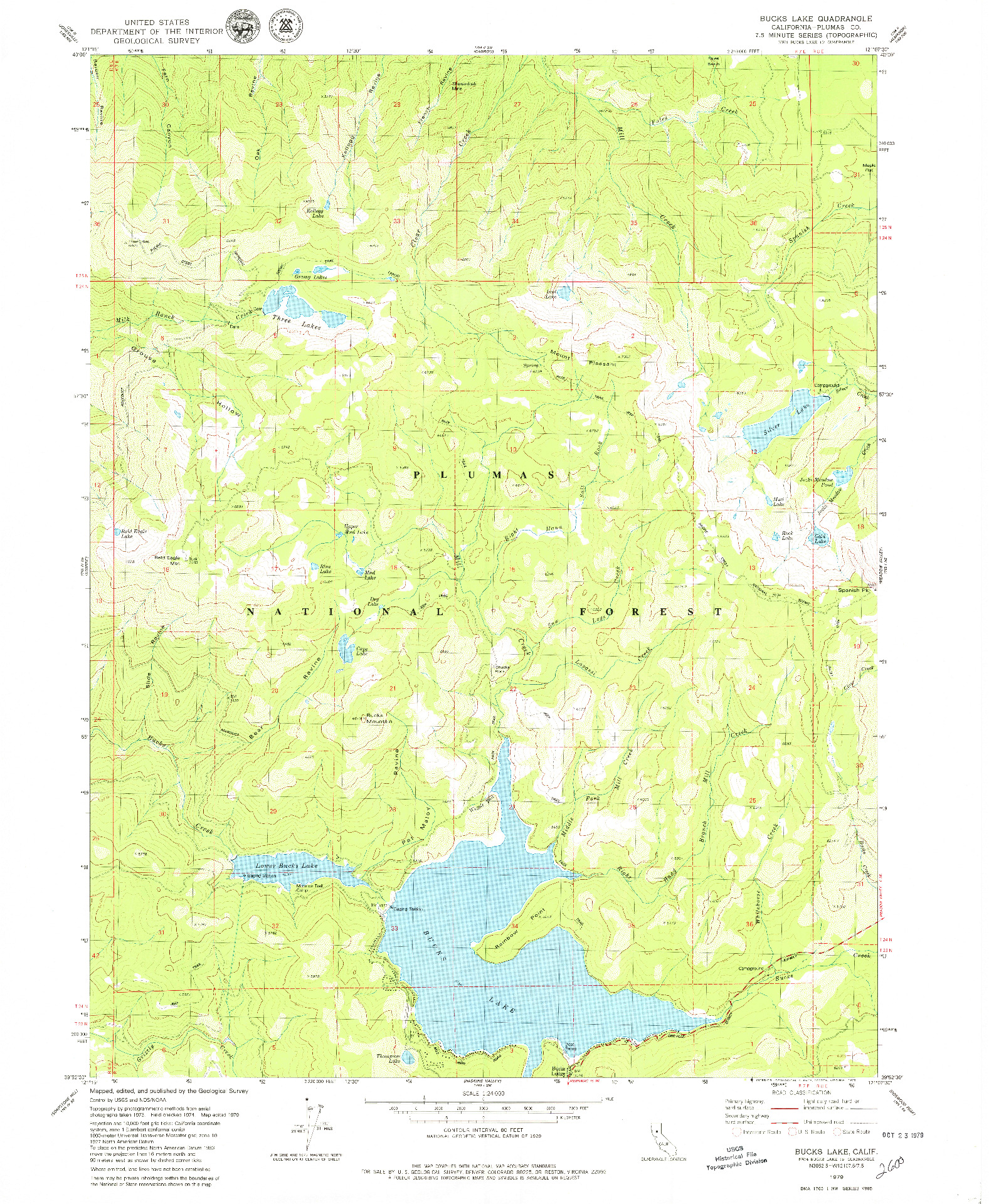 USGS 1:24000-SCALE QUADRANGLE FOR BUCKS LAKE, CA 1979