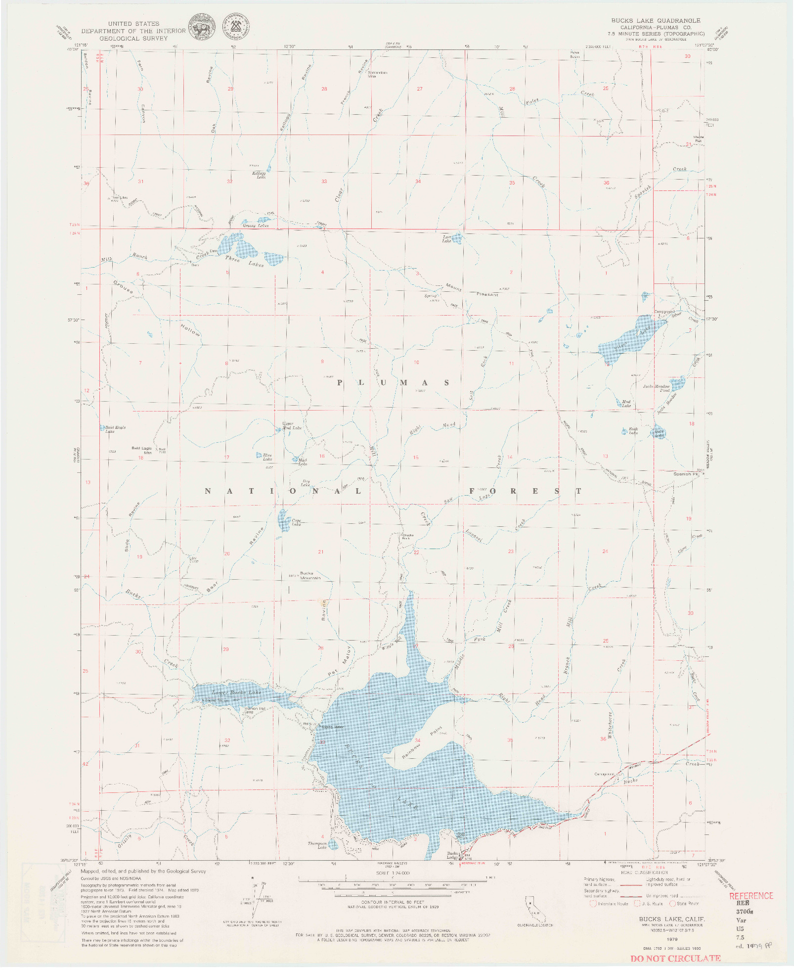 USGS 1:24000-SCALE QUADRANGLE FOR BUCKS LAKE, CA 1979