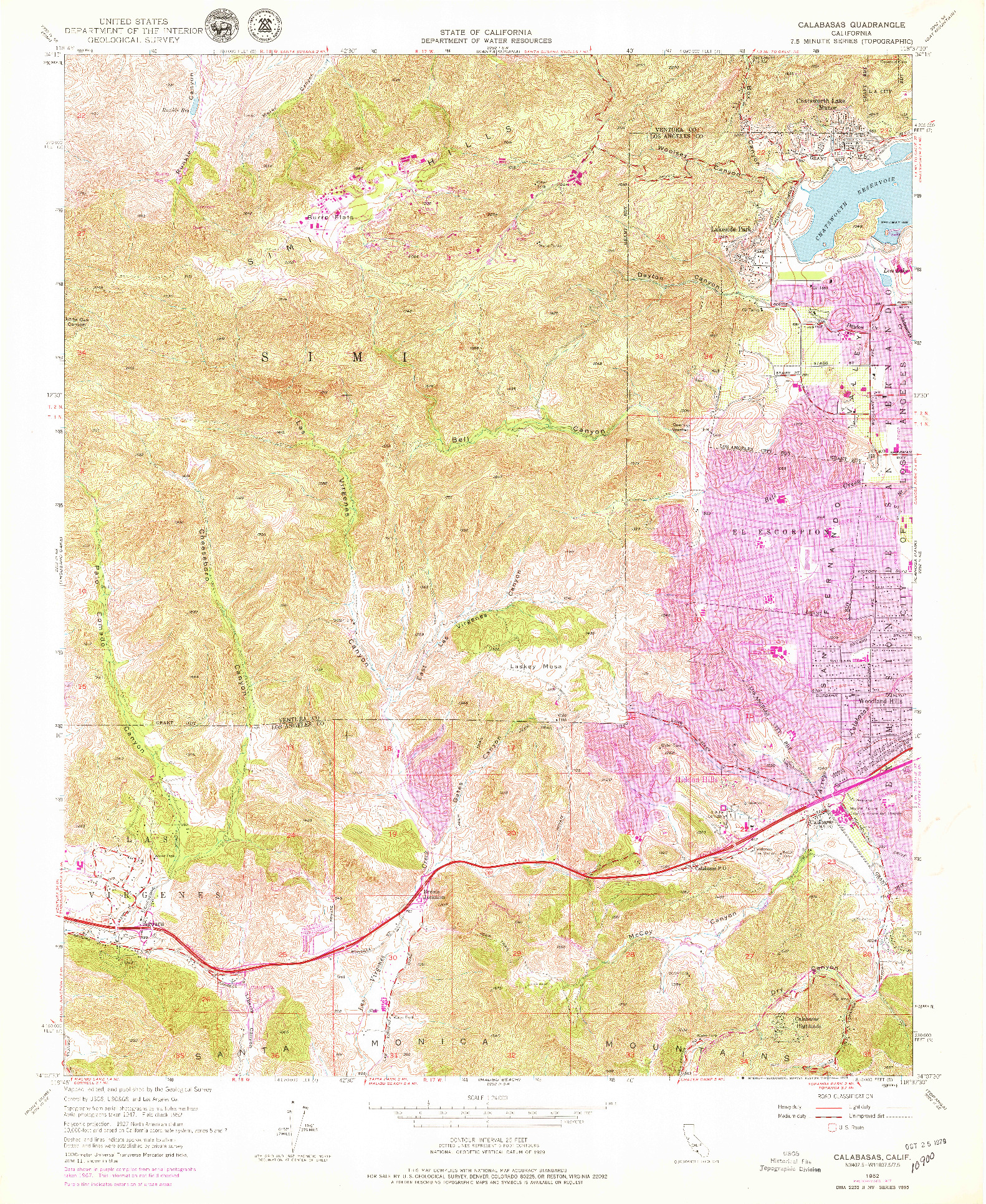 USGS 1:24000-SCALE QUADRANGLE FOR CALABASAS, CA 1952