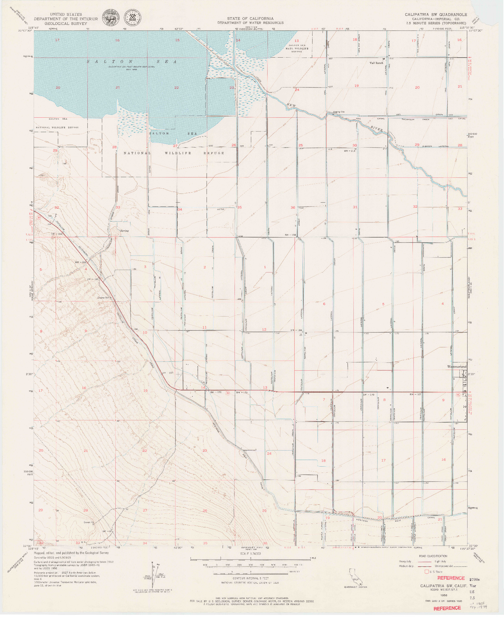 USGS 1:24000-SCALE QUADRANGLE FOR CALIPATRIA SW, CA 1956