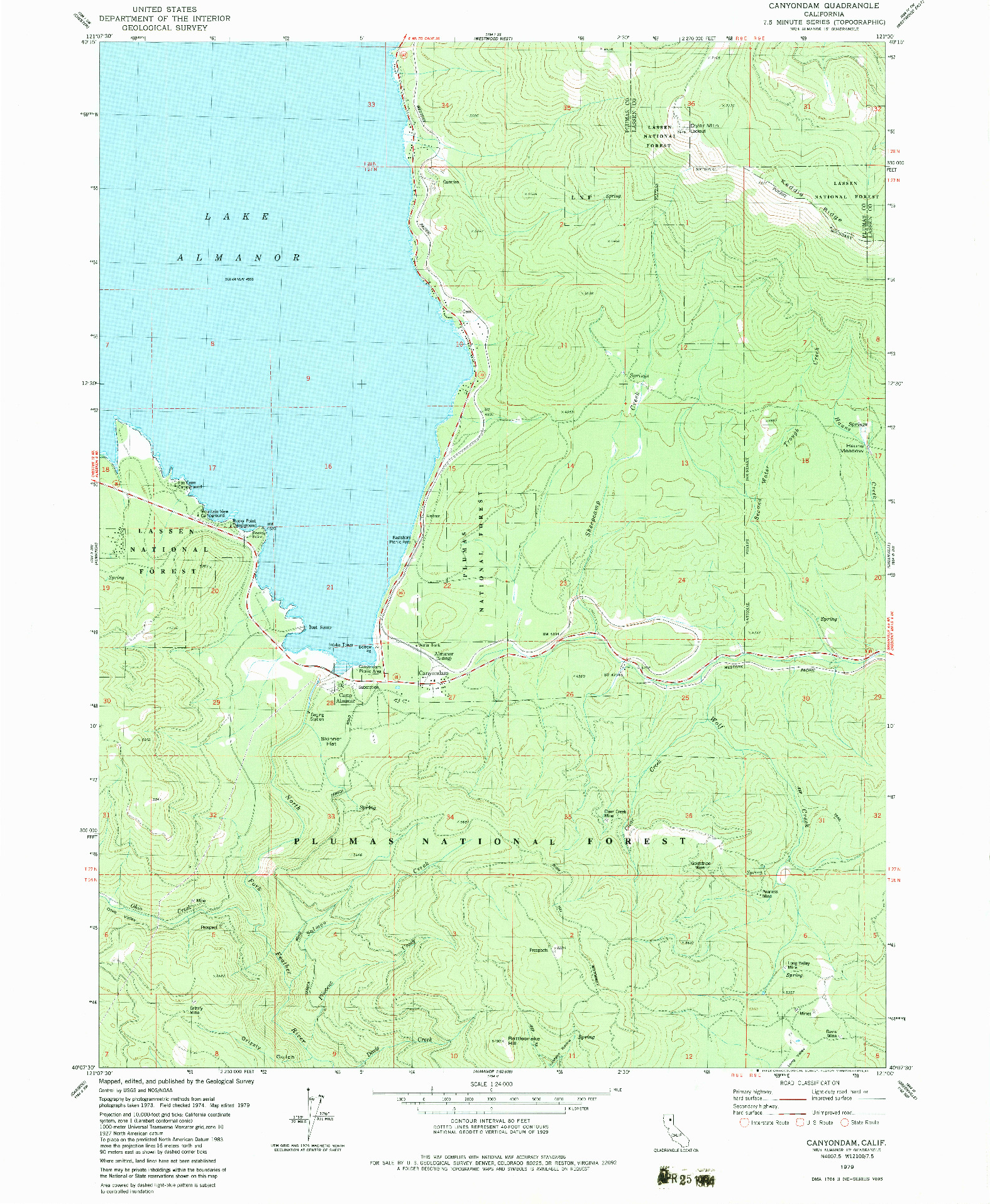 USGS 1:24000-SCALE QUADRANGLE FOR CANYONDAM, CA 1979