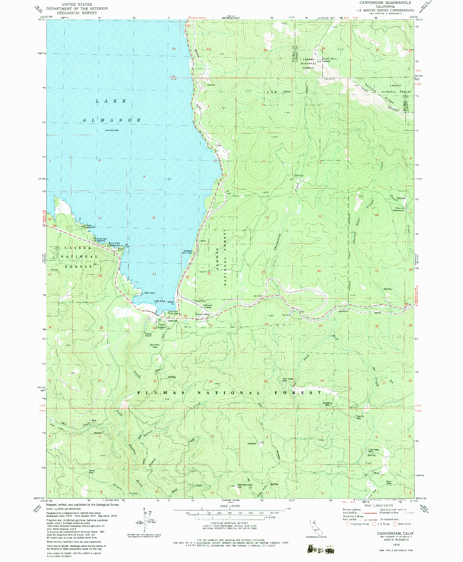 USGS 1:24000-SCALE QUADRANGLE FOR CANYONDAM, CA 1979
