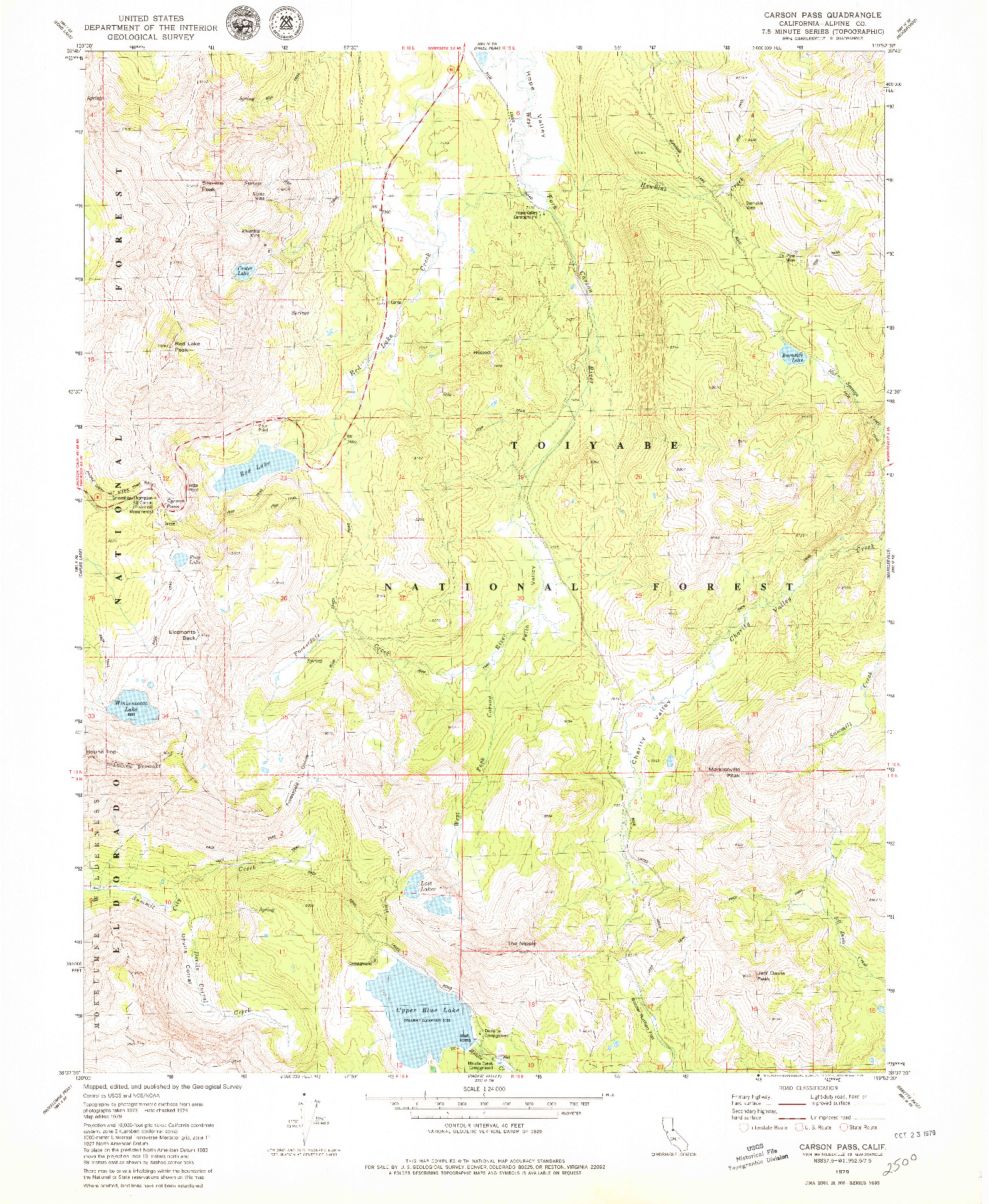 USGS 1:24000-SCALE QUADRANGLE FOR CARSON PASS, CA 1979