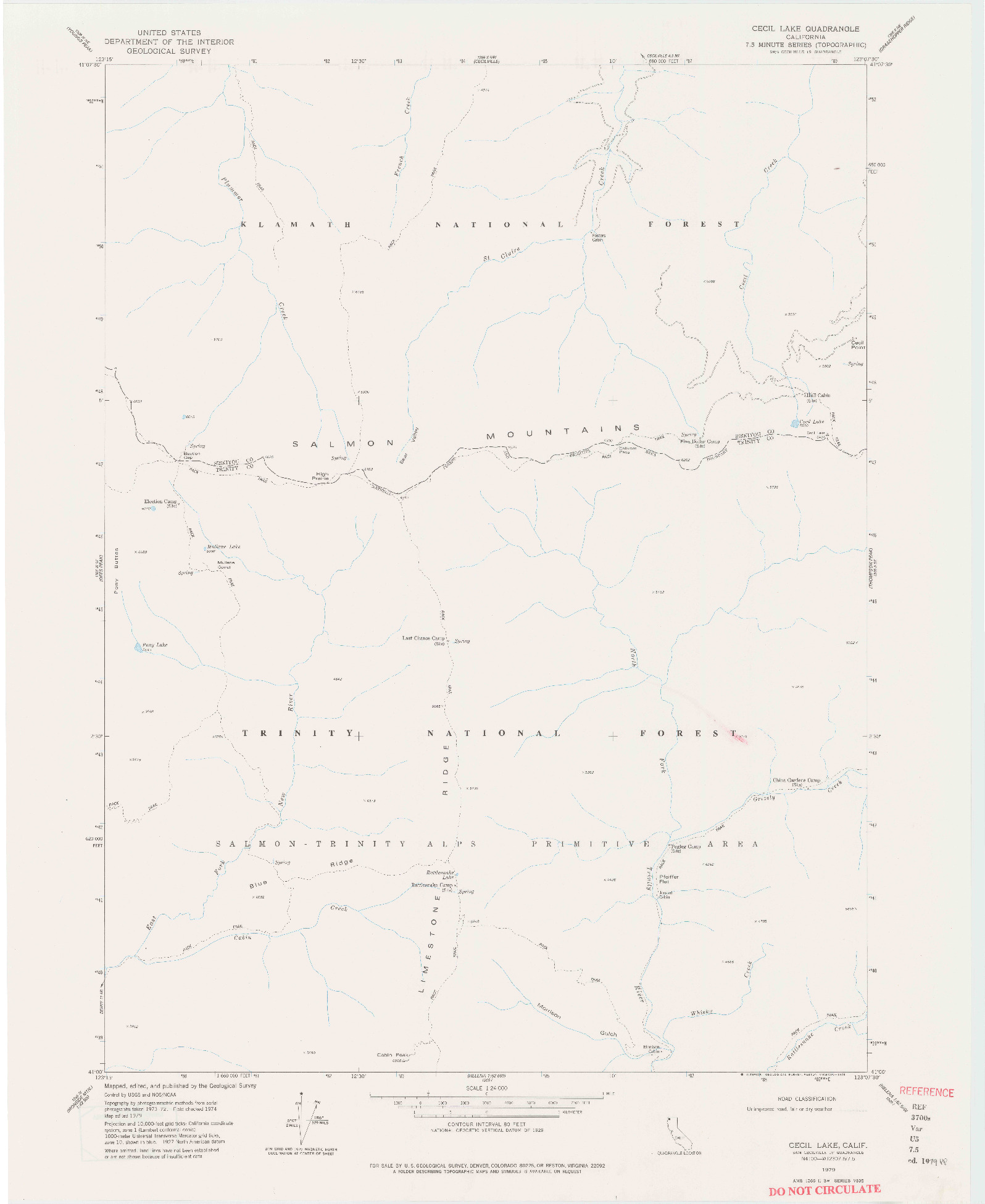 USGS 1:24000-SCALE QUADRANGLE FOR CECIL LAKE, CA 1979