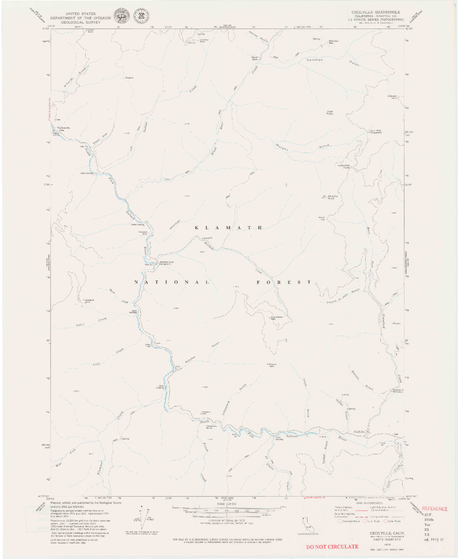 USGS 1:24000-SCALE QUADRANGLE FOR CECILVILLE, CA 1979