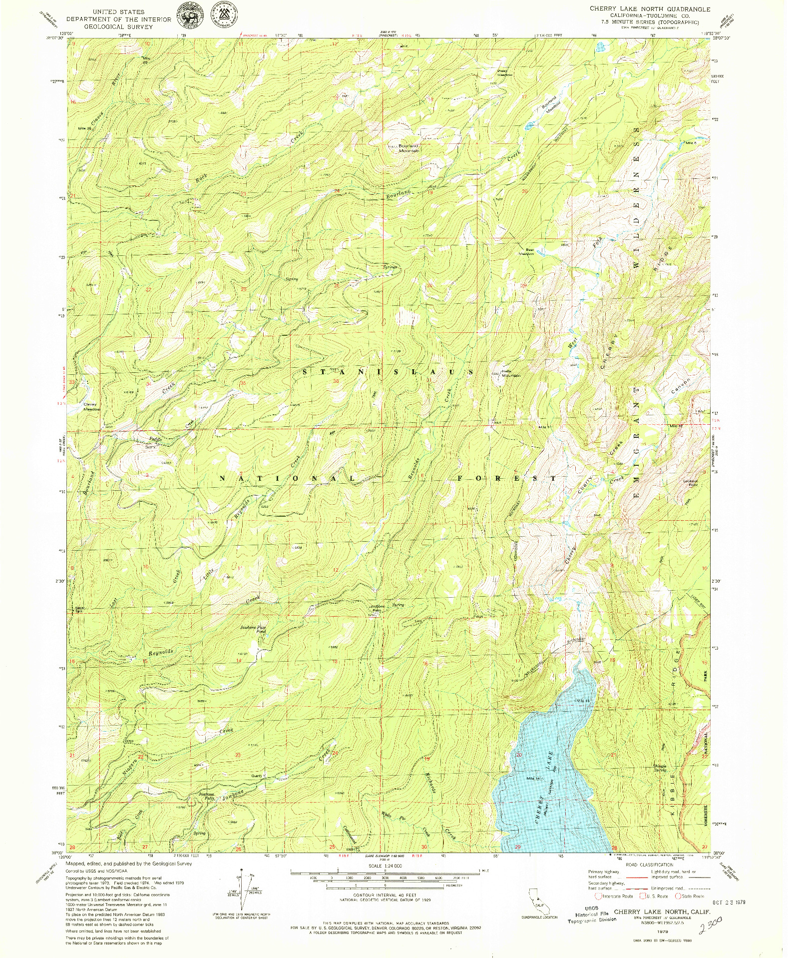 USGS 1:24000-SCALE QUADRANGLE FOR CHERRY LAKE NORTH, CA 1979