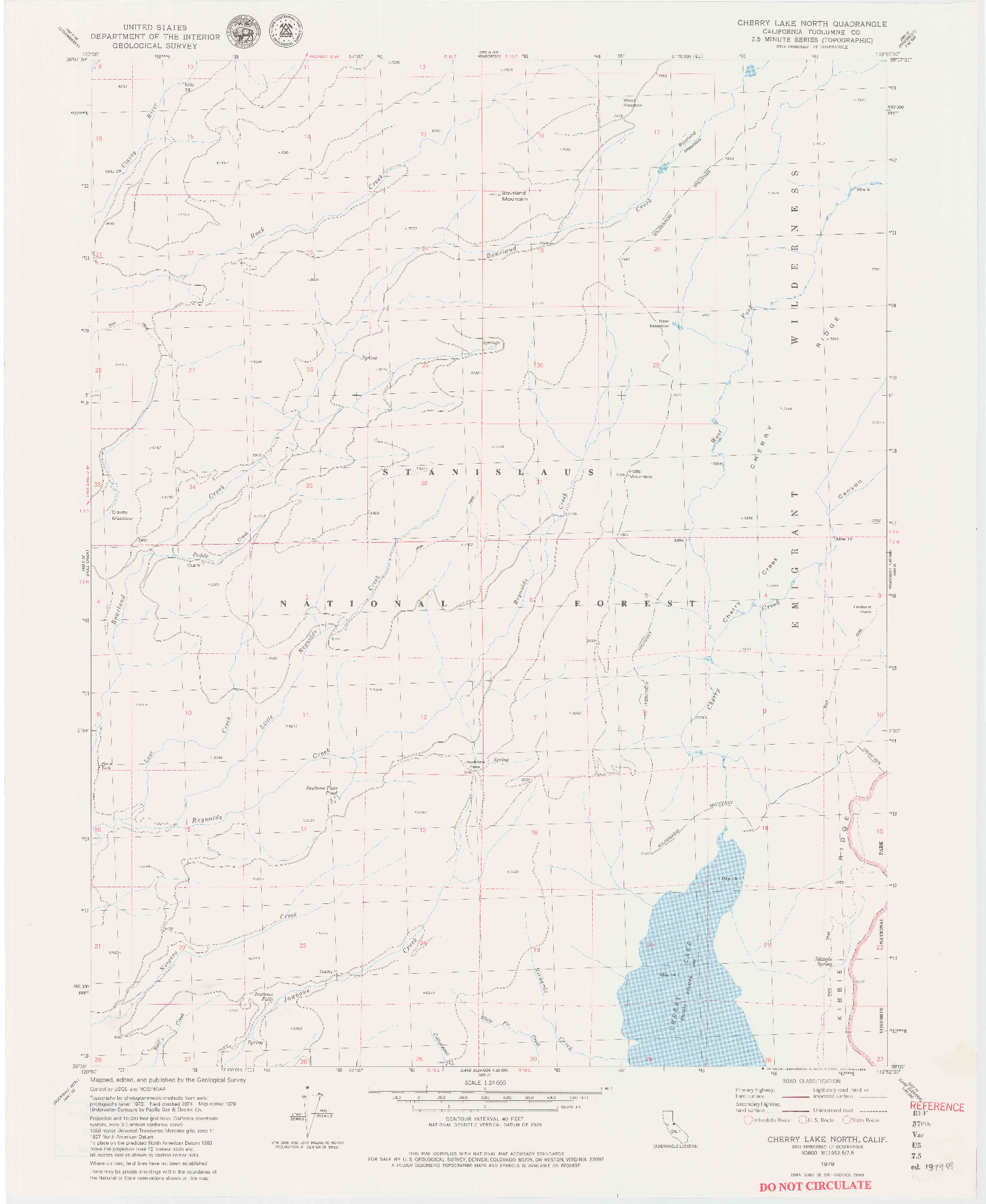 USGS 1:24000-SCALE QUADRANGLE FOR CHERRY LAKE NORTH, CA 1979