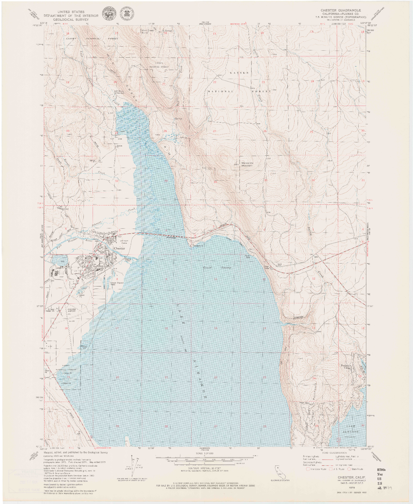 USGS 1:24000-SCALE QUADRANGLE FOR CHESTER, CA 1979