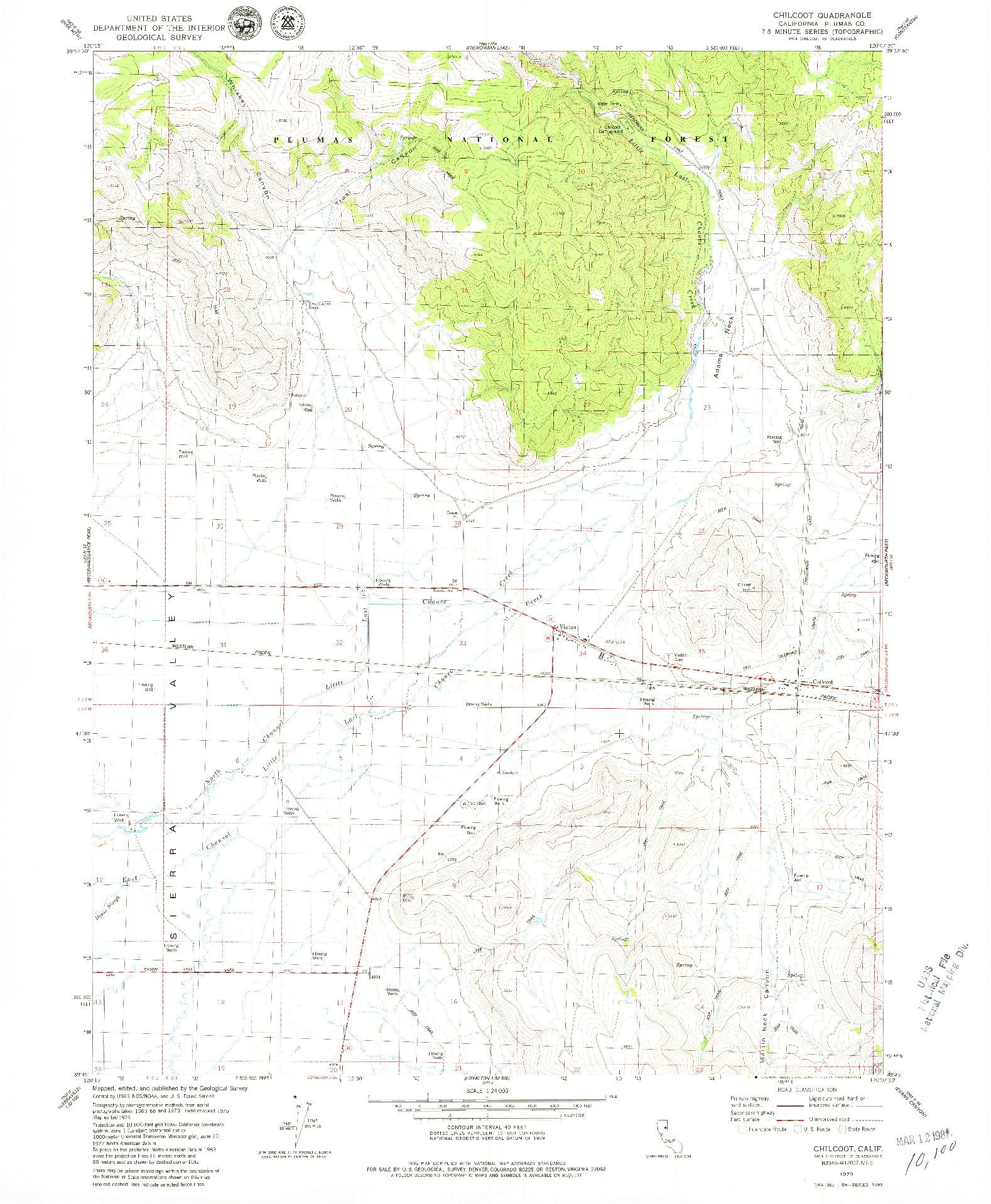 USGS 1:24000-SCALE QUADRANGLE FOR CHILCOOT, CA 1979