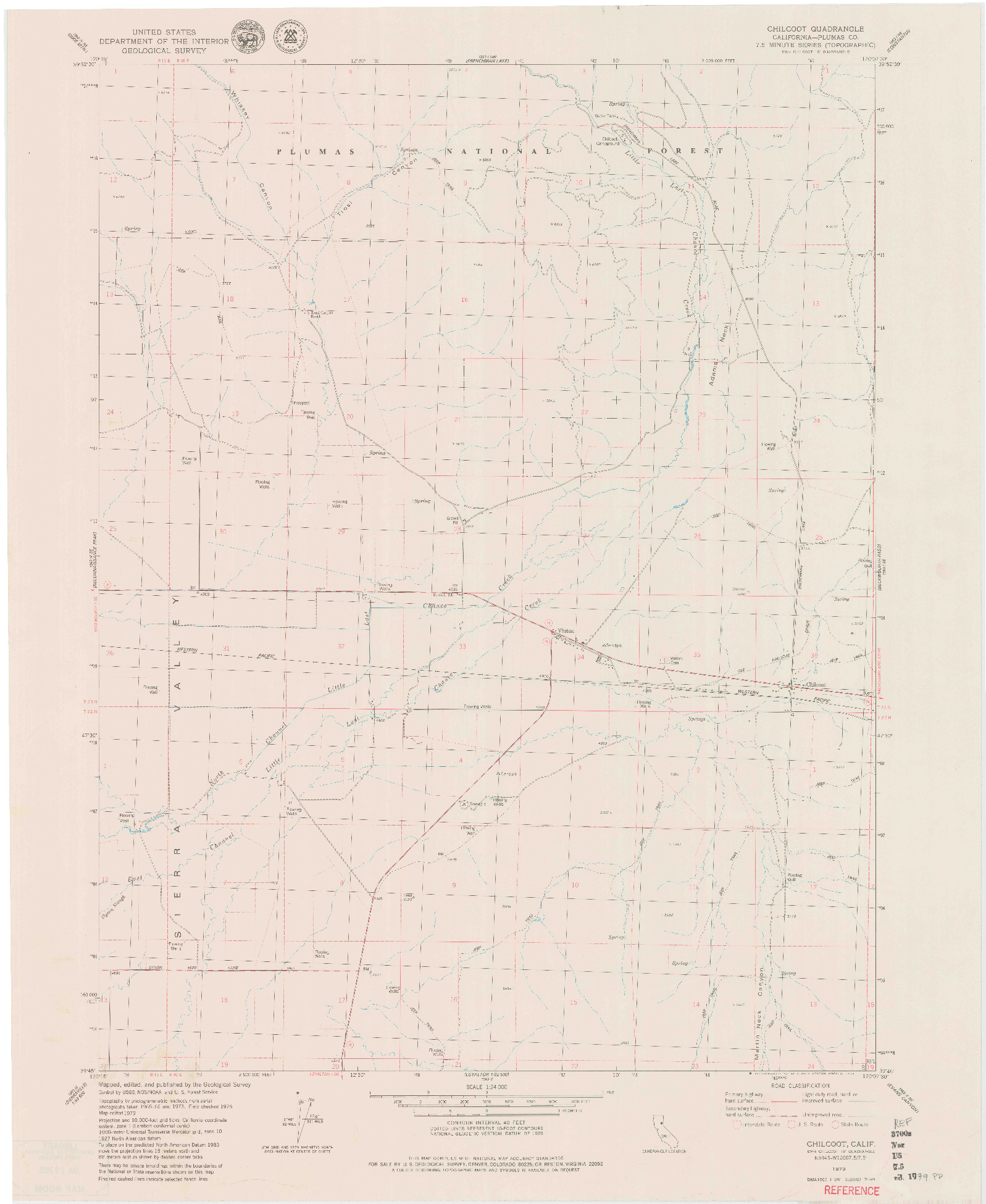 USGS 1:24000-SCALE QUADRANGLE FOR CHILCOOT, CA 1979