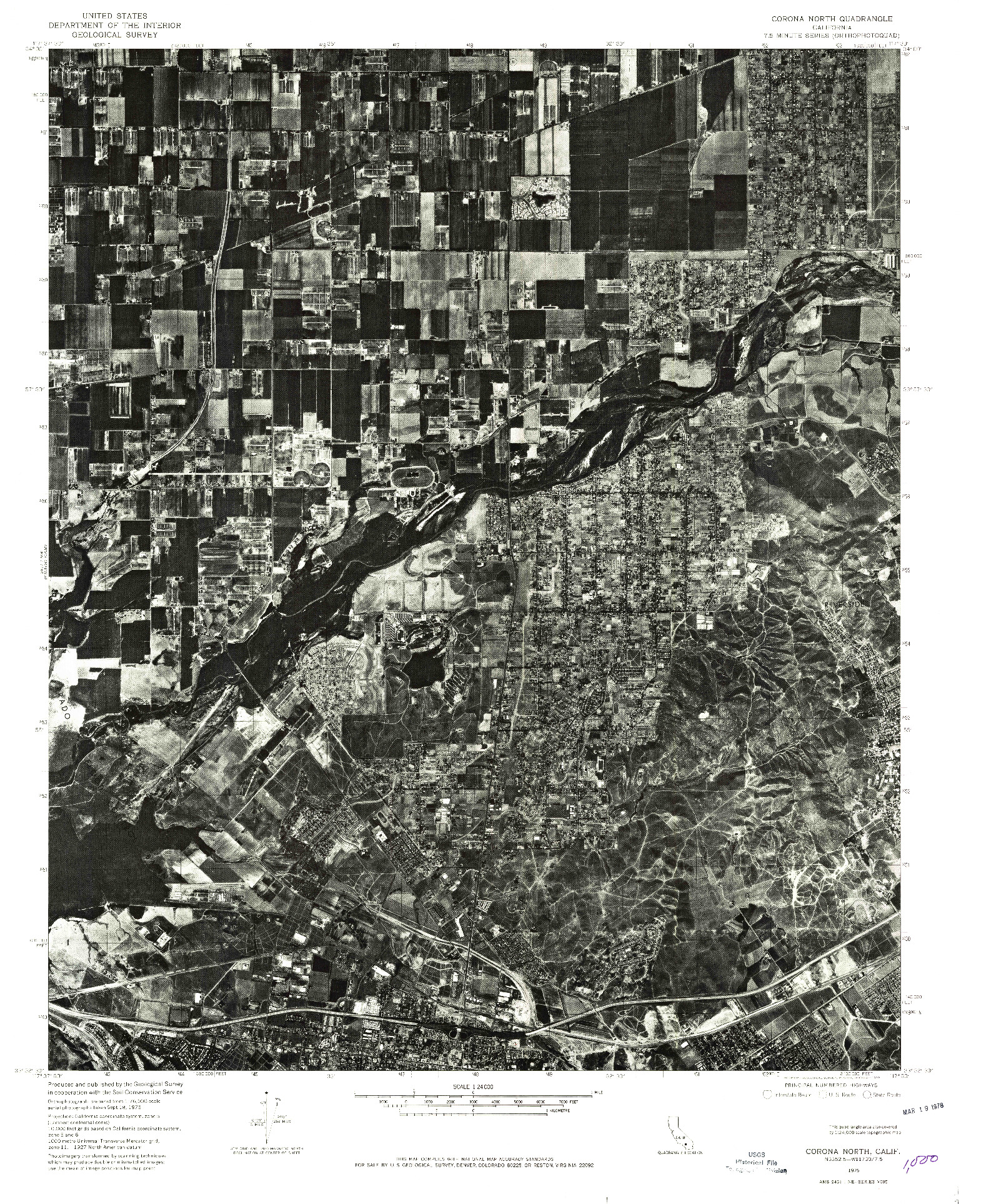 USGS 1:24000-SCALE QUADRANGLE FOR CORONA NORTH, CA 1975