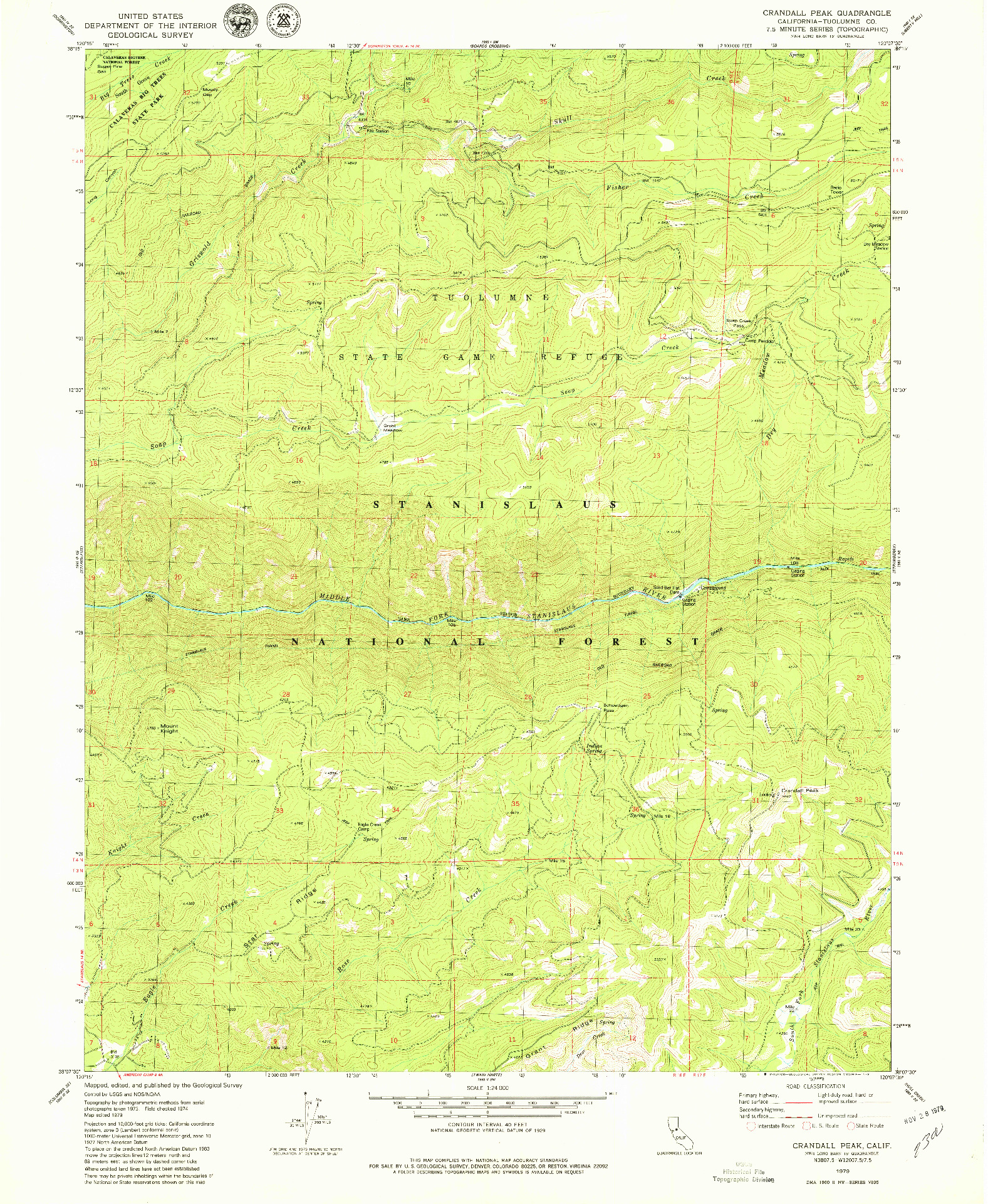 USGS 1:24000-SCALE QUADRANGLE FOR CRANDALL PEAK, CA 1979