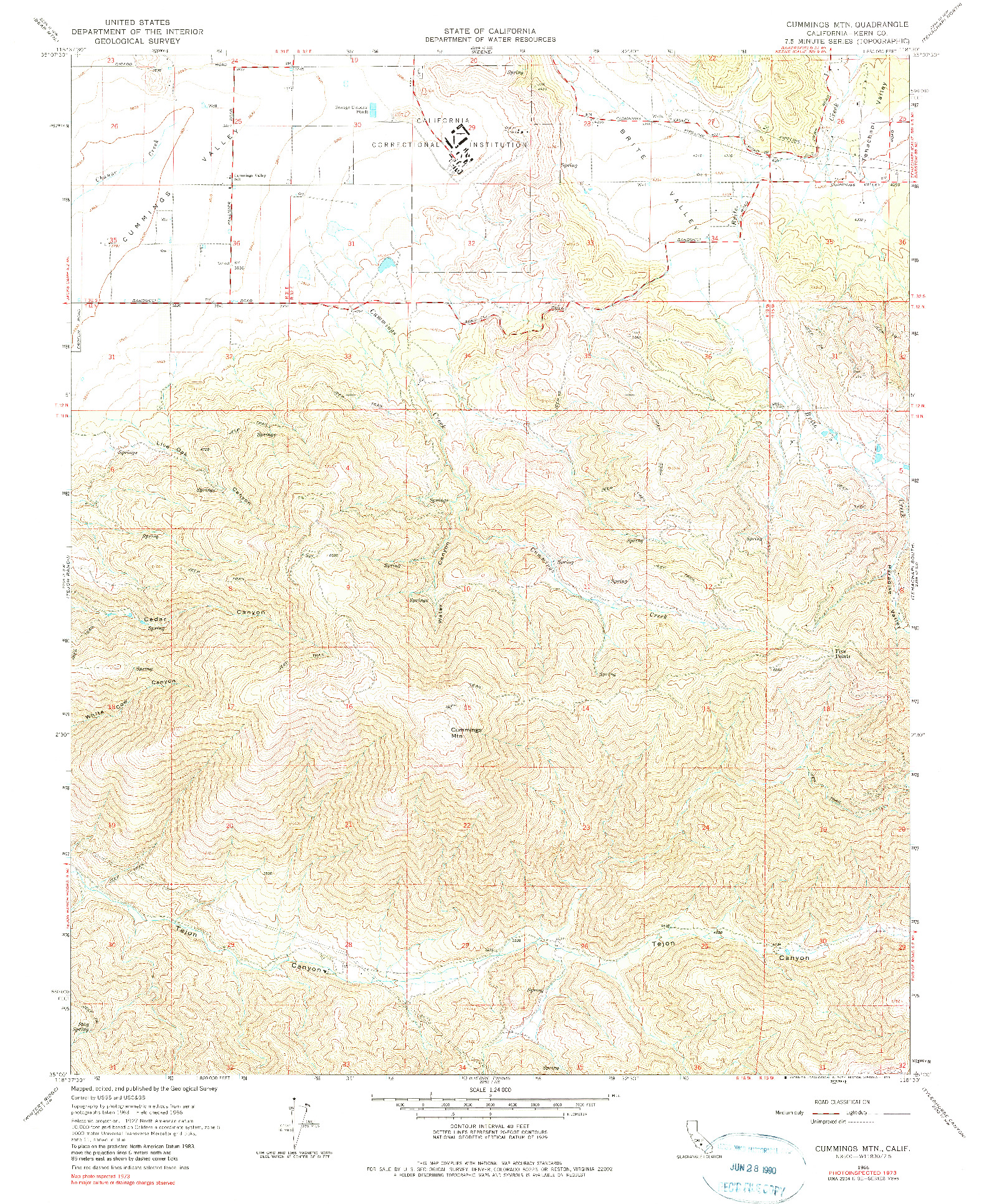 USGS 1:24000-SCALE QUADRANGLE FOR CUMMINGS MTN, CA 1966