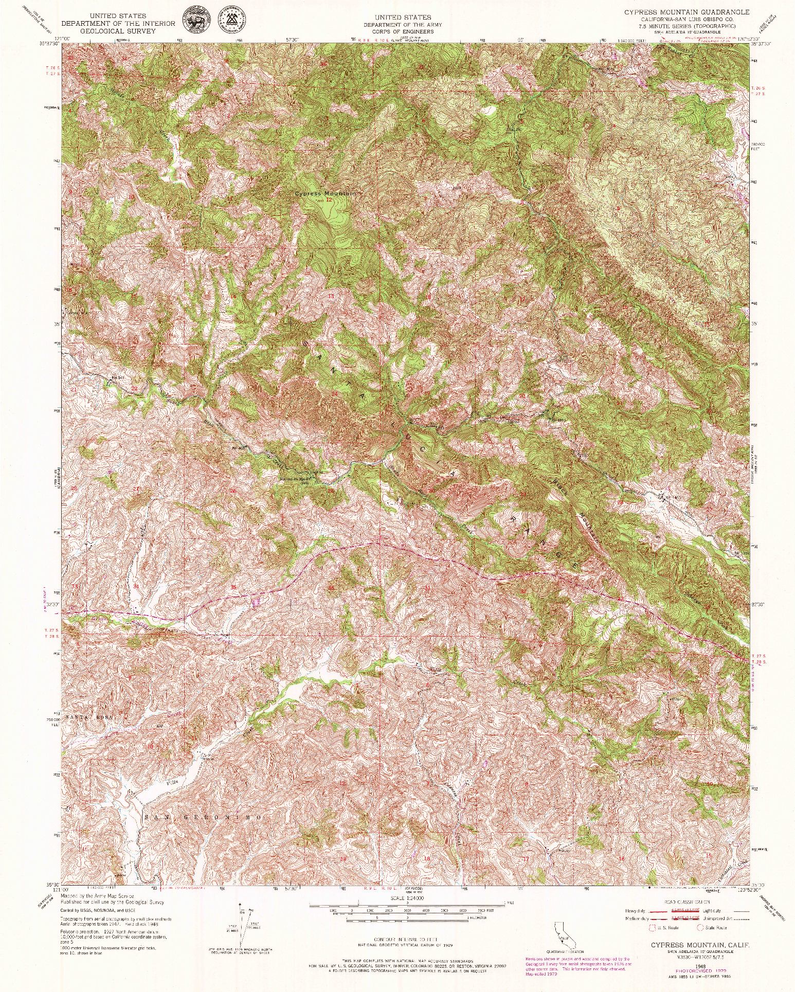 USGS 1:24000-SCALE QUADRANGLE FOR CYPRESS MOUNTAIN, CA 1948