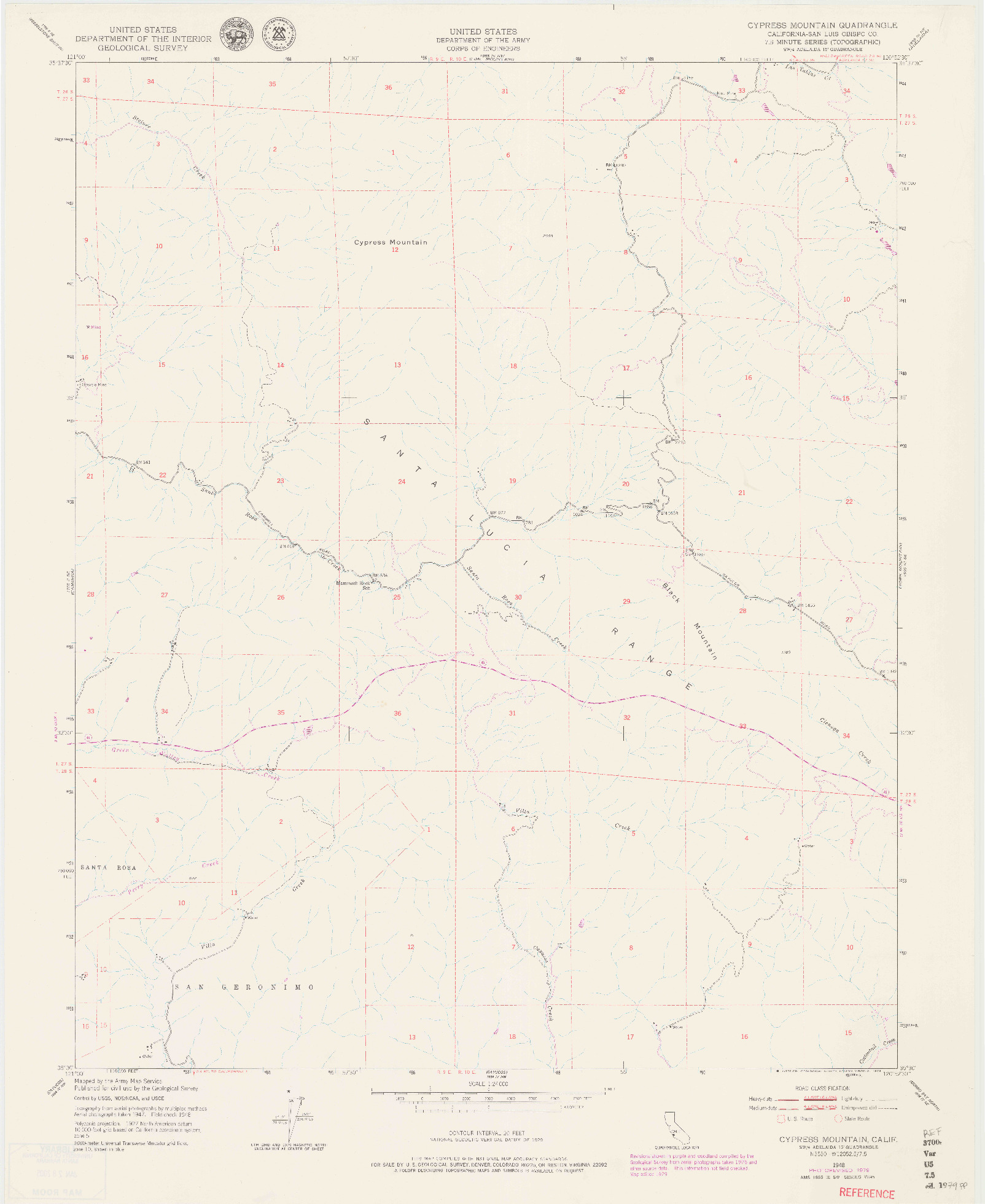 USGS 1:24000-SCALE QUADRANGLE FOR CYPRESS MOUNTAIN, CA 1948