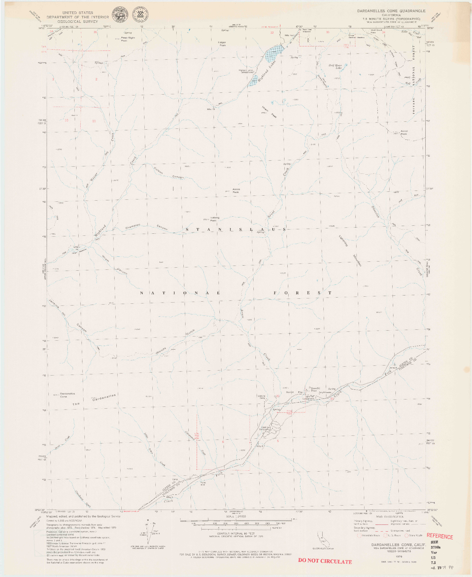 USGS 1:24000-SCALE QUADRANGLE FOR DARDANELLES CONE, CA 1979
