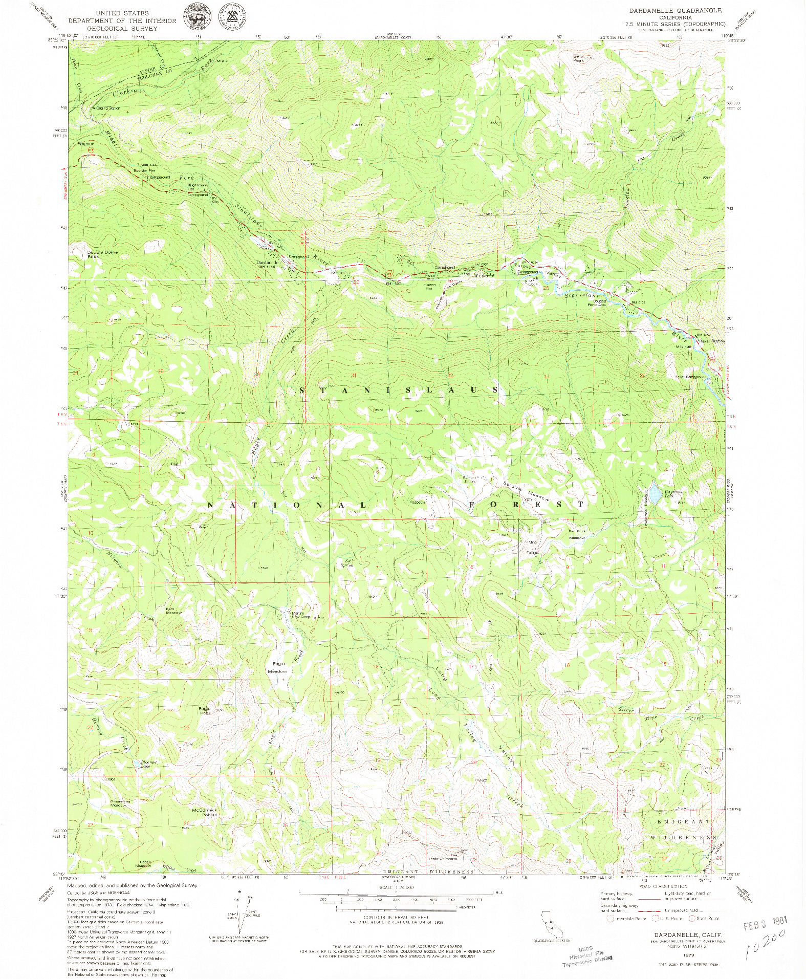 USGS 1:24000-SCALE QUADRANGLE FOR DARDANELLE, CA 1979