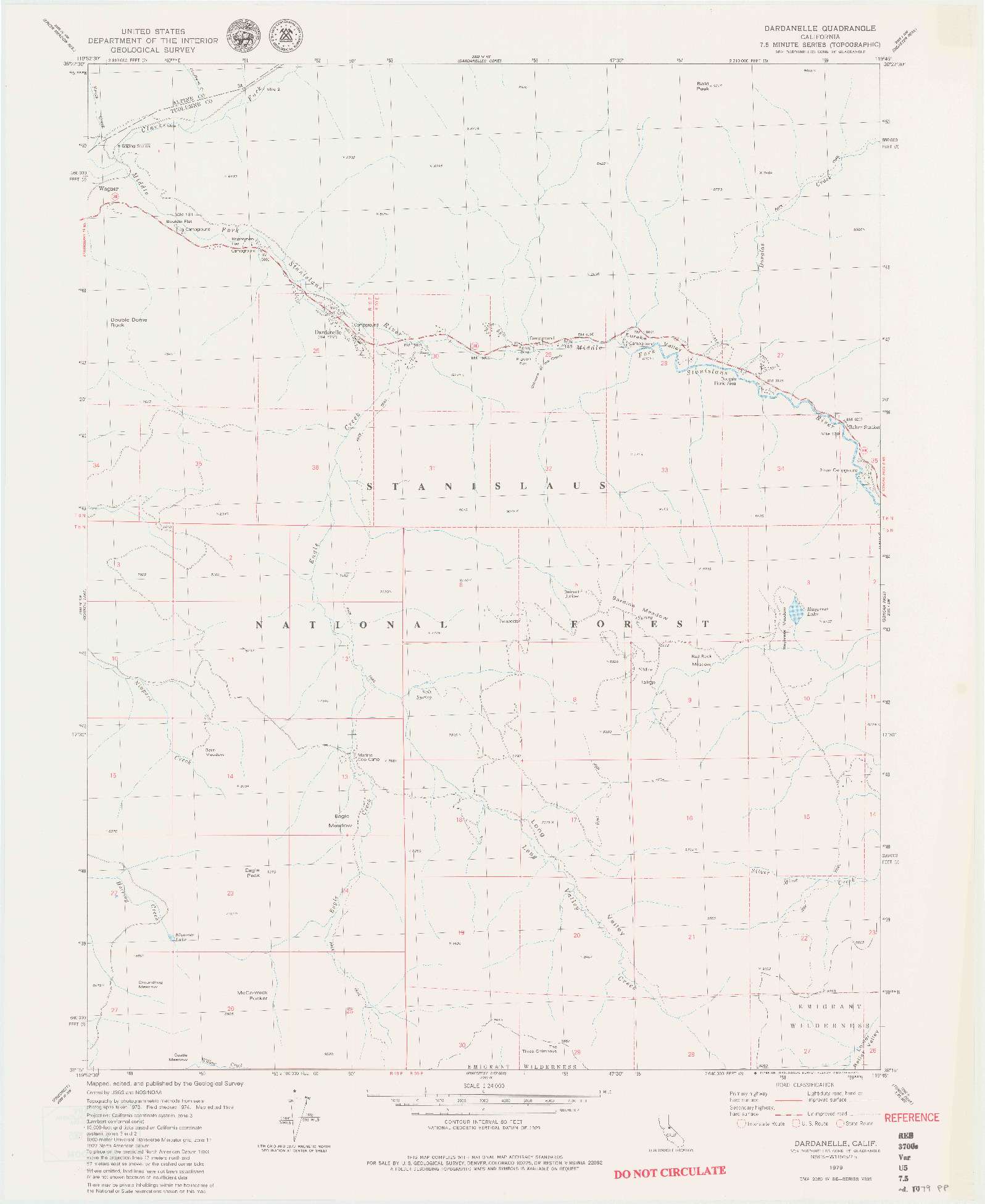USGS 1:24000-SCALE QUADRANGLE FOR DARDANELLE, CA 1979