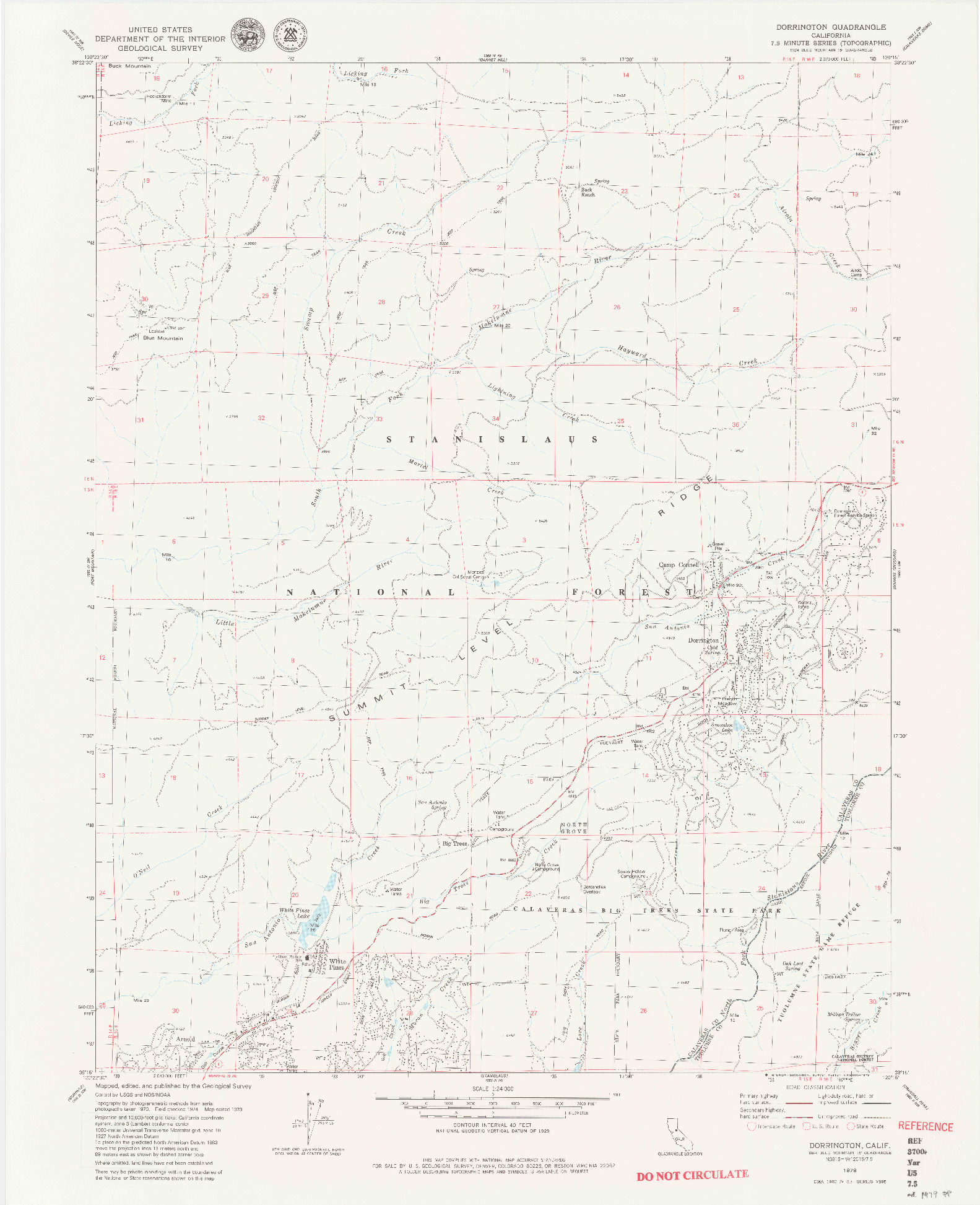 USGS 1:24000-SCALE QUADRANGLE FOR DORRINGTON, CA 1979