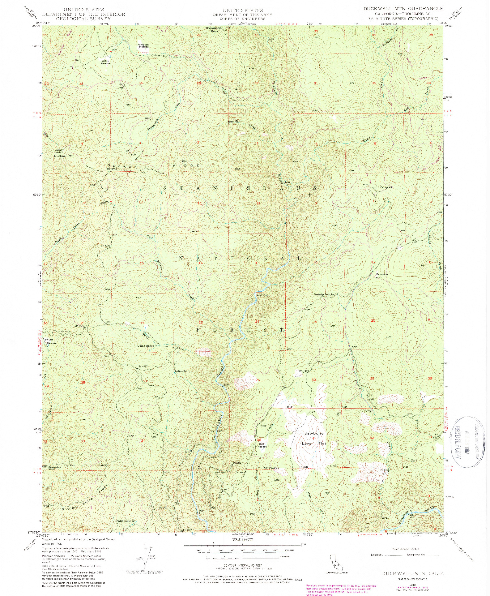 USGS 1:24000-SCALE QUADRANGLE FOR DUCKWALL MTN, CA 1948