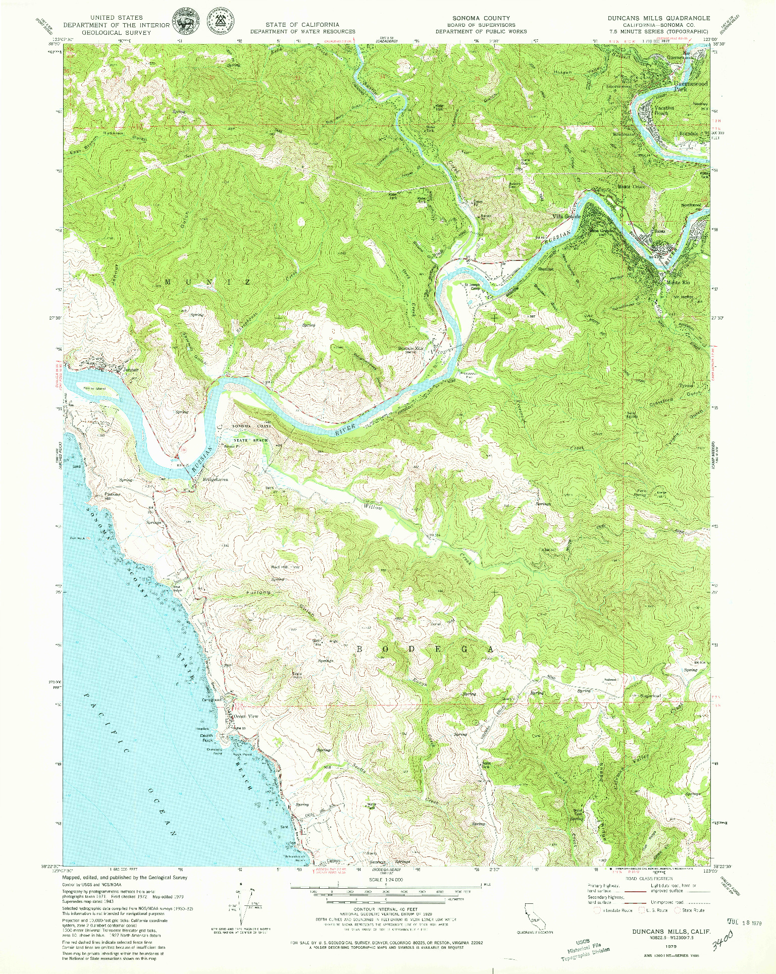 USGS 1:24000-SCALE QUADRANGLE FOR DUNCANS MILLS, CA 1979