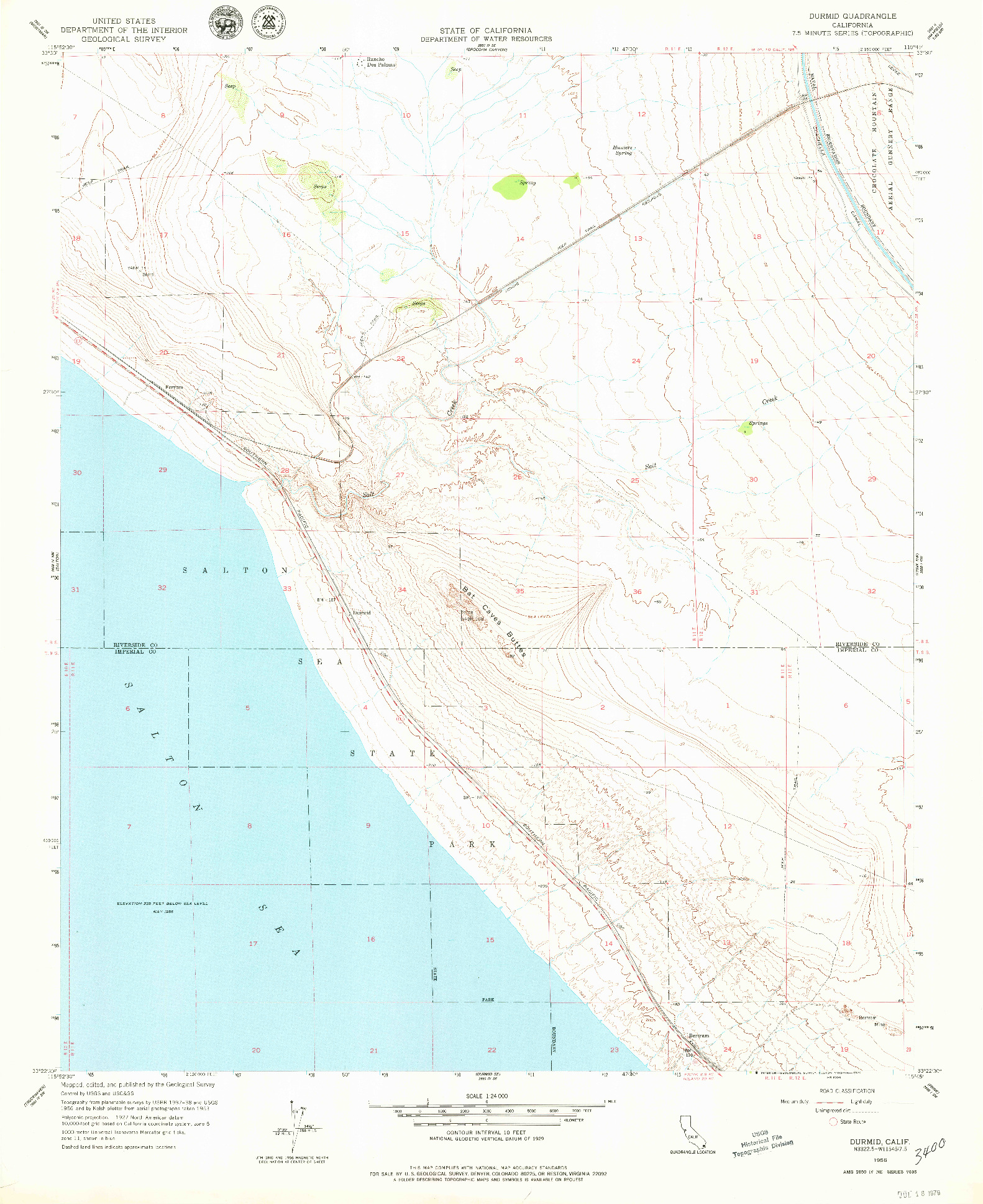 USGS 1:24000-SCALE QUADRANGLE FOR DURMID, CA 1956