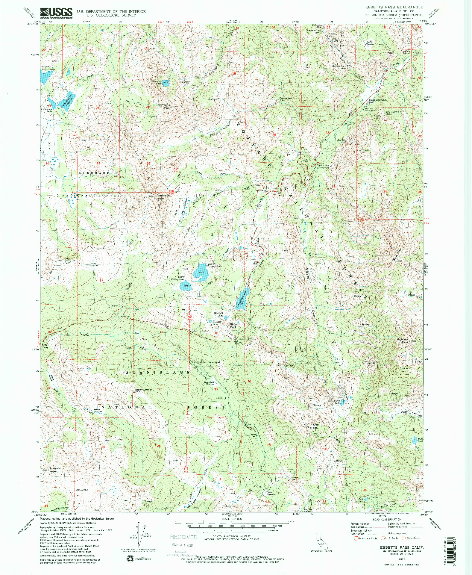 USGS 1:24000-SCALE QUADRANGLE FOR EBBETTS PASS, CA 1979
