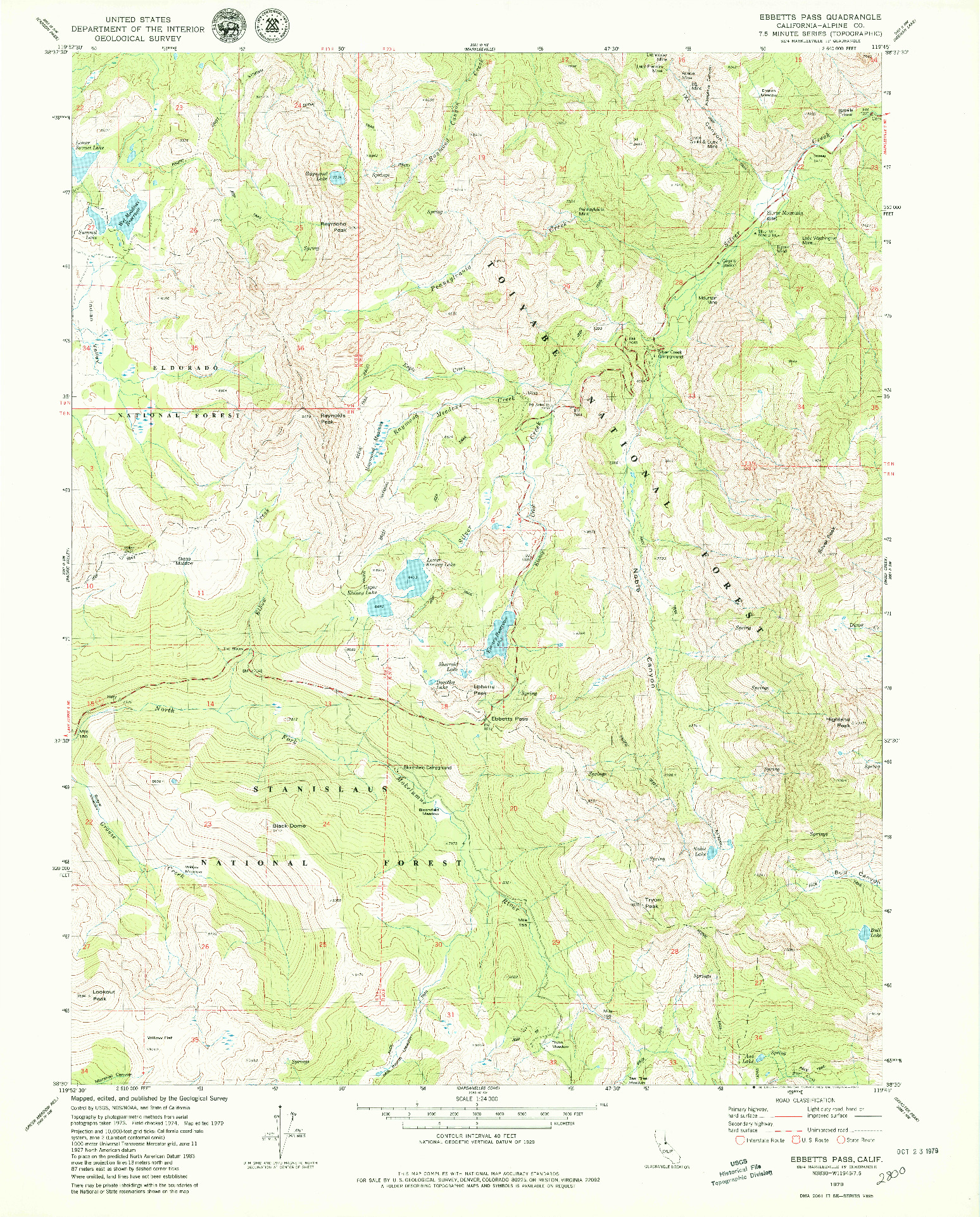 USGS 1:24000-SCALE QUADRANGLE FOR EBBETTS PASS, CA 1979