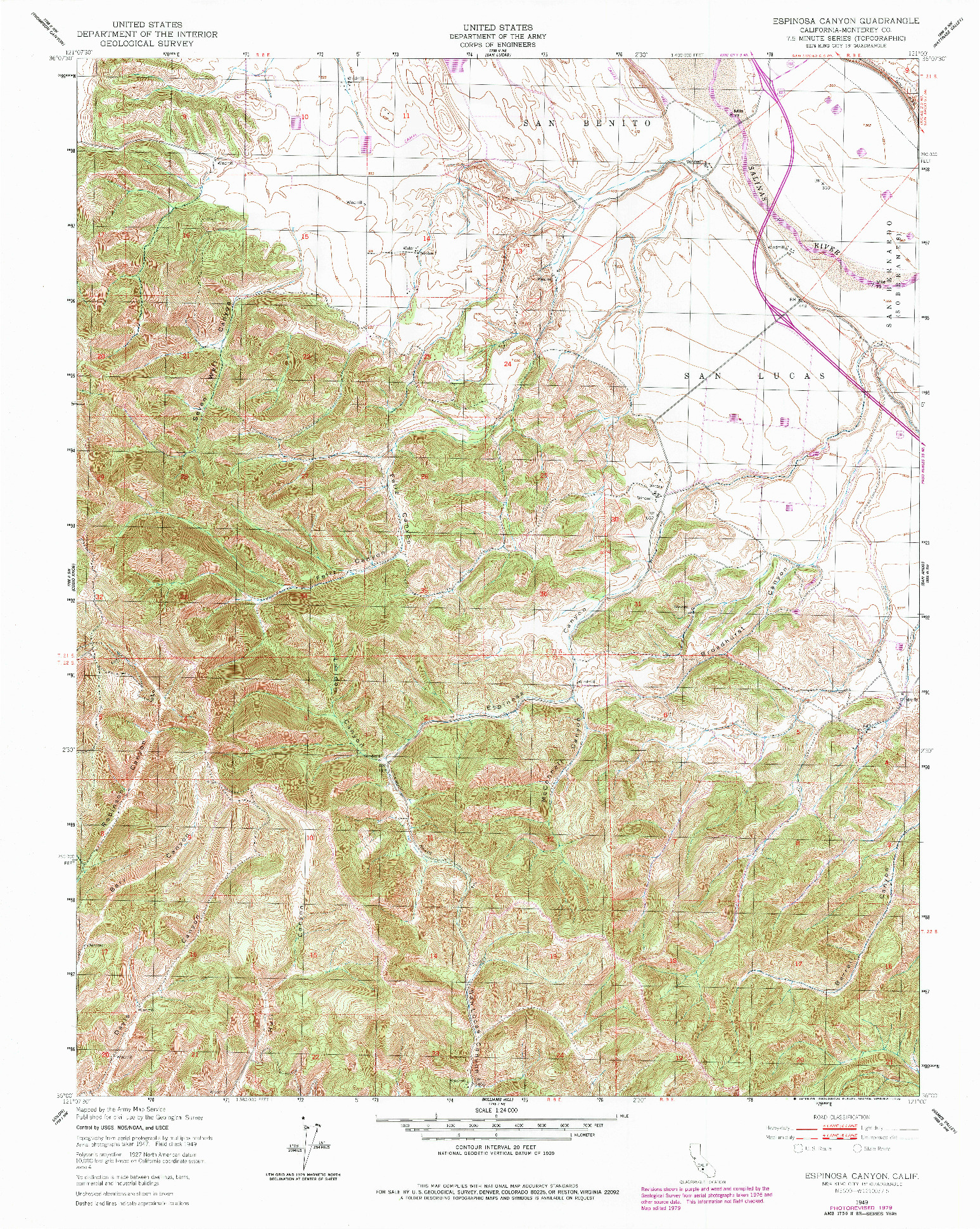 USGS 1:24000-SCALE QUADRANGLE FOR ESPINOSA CANYON, CA 1949