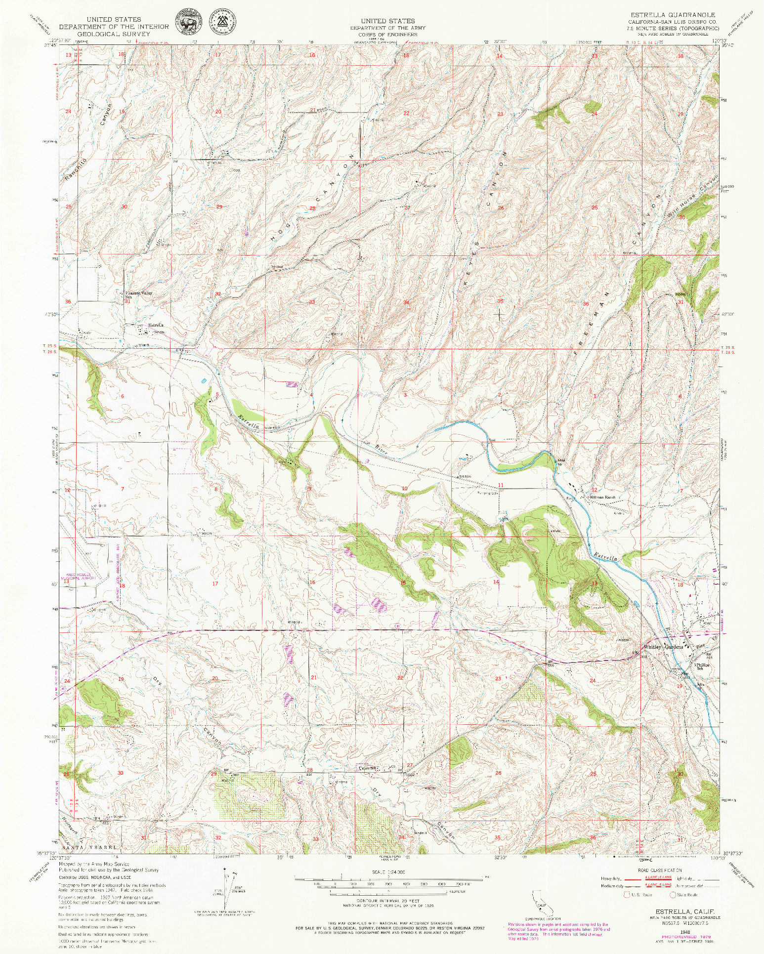 USGS 1:24000-SCALE QUADRANGLE FOR ESTRELLA, CA 1948